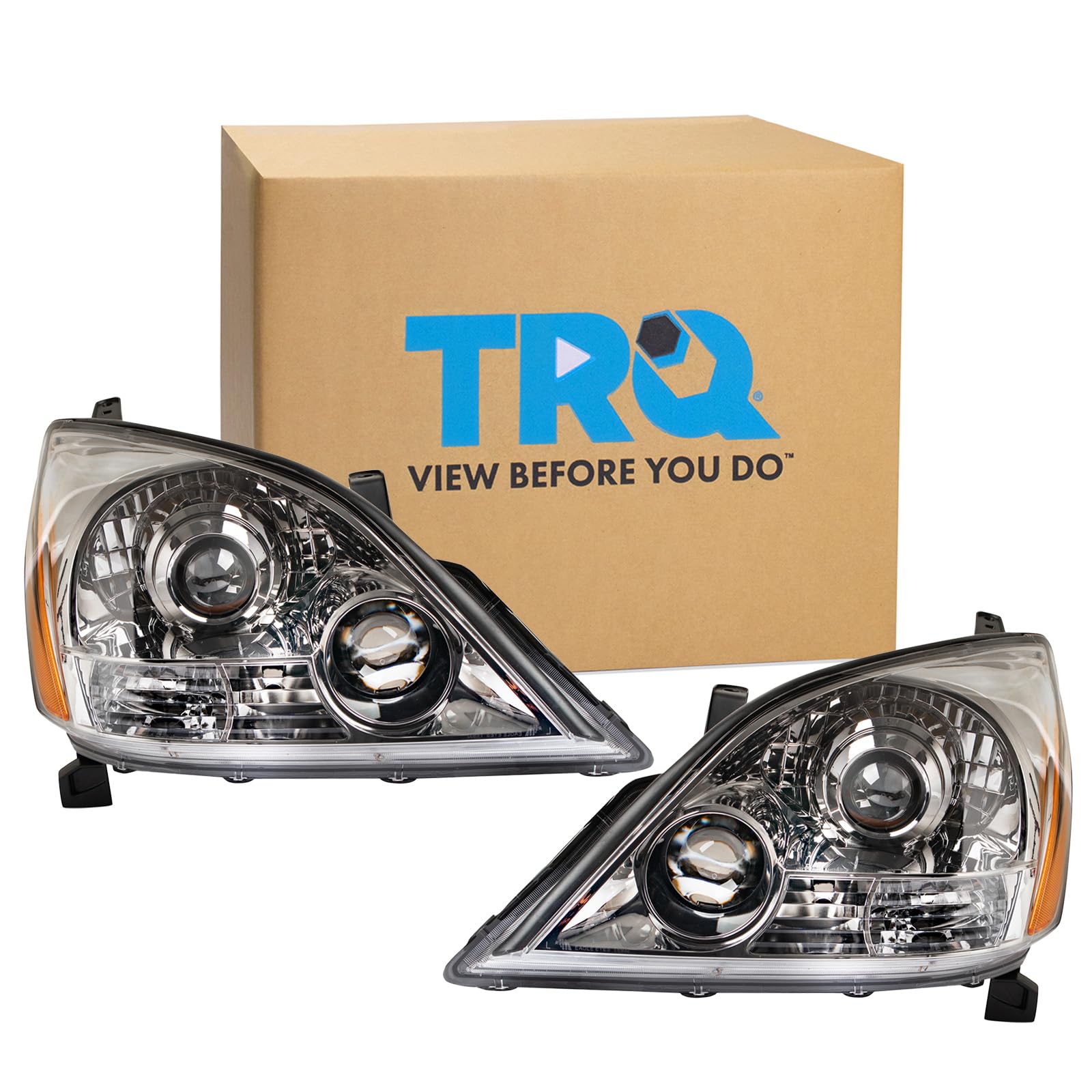 Trq Headlight Assembly Set Headlights Driver & Passenger Side Halogen Compatible With 2005-2009 Lexus Gx470 Lx2518108 Lx2519108