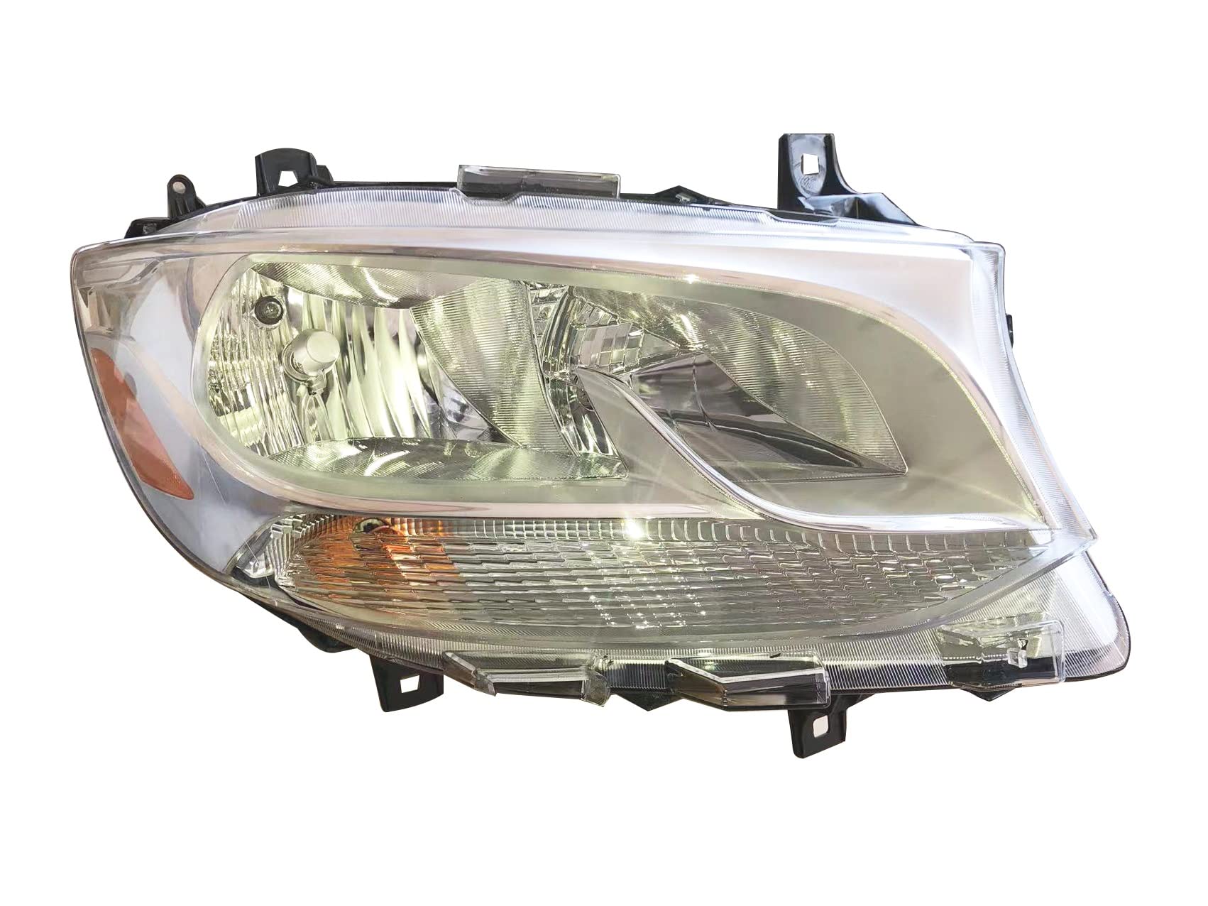 Replacement Headlight Chrome Trim Passenger Right Side Headlamp Complete Assemble For Mercedes-Benz Sprinter Freightliner Sprinter 1500/2500/3500 Cargo From 2019 To Onward