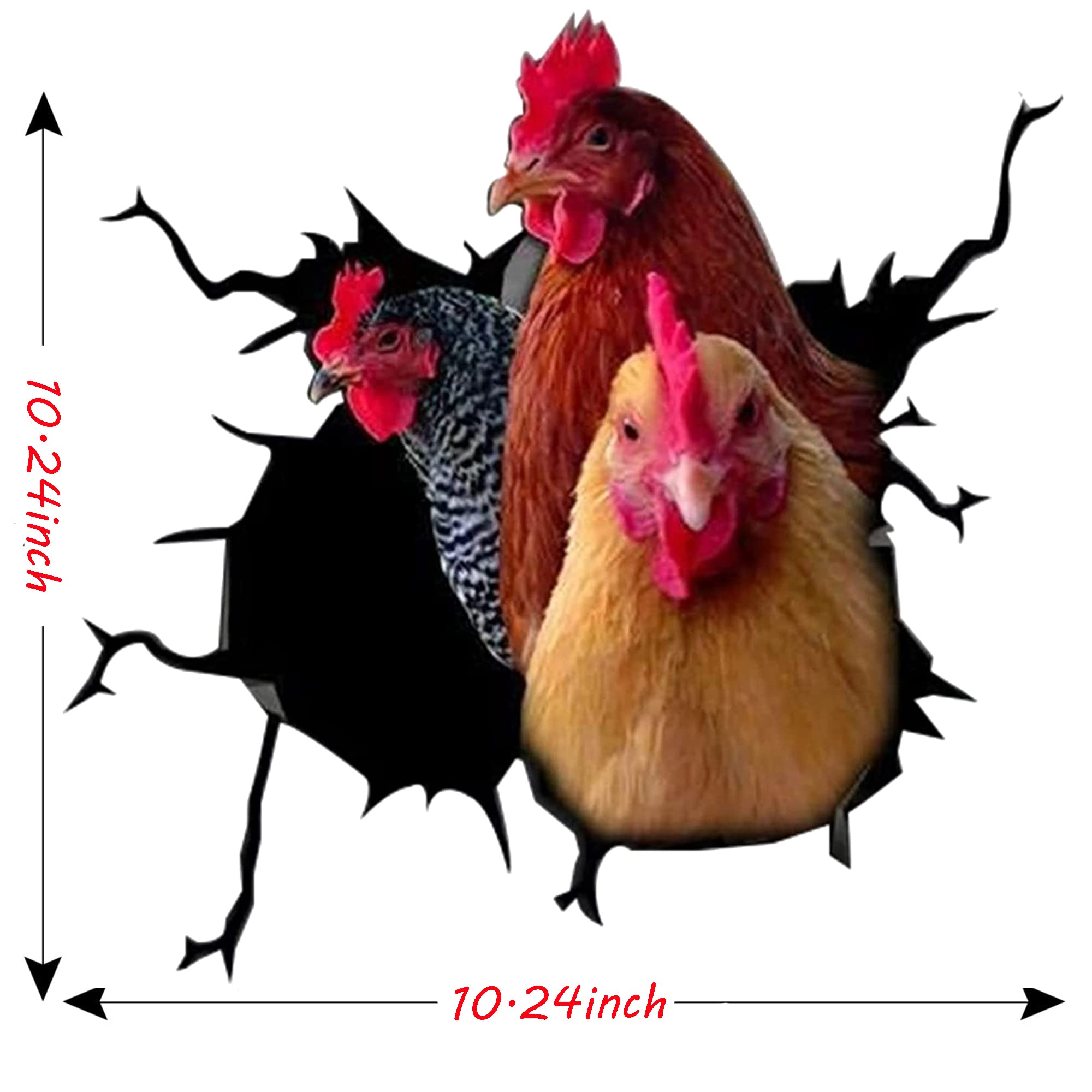 KedAiKJ 3D Chicken Decals Sticker Funny Animal Window Car Sticker Poultry Crack Car Decals Rear Window Stickers for Wall Car Gla