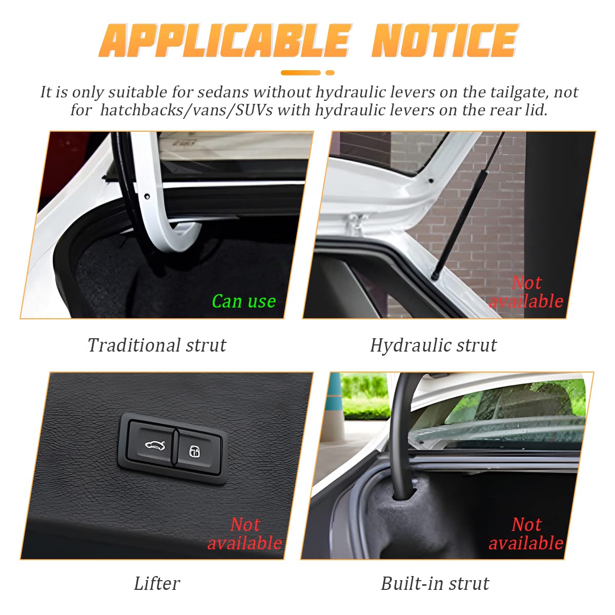 Car Trunk Lid Metal Spring, 2Pcs Adjustable Auto Car Trunk Boot Lid, Automatic Lifting Spring Device, Stainless Steel Universal