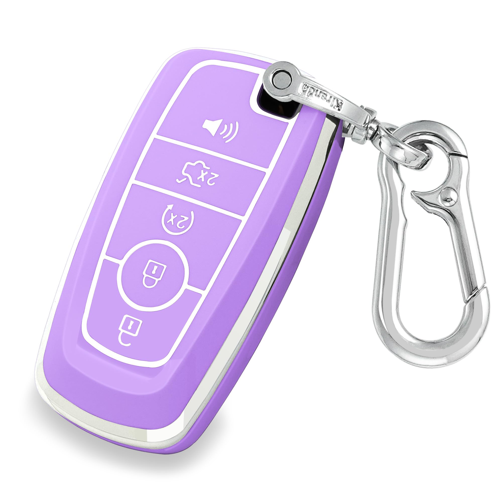 Kirsnda Key Fob Cover Case With Metal Keychain Compatible With Ford,Soft Tpu Key Case Fit Expedition For Mustang Fusion Ect, Sma