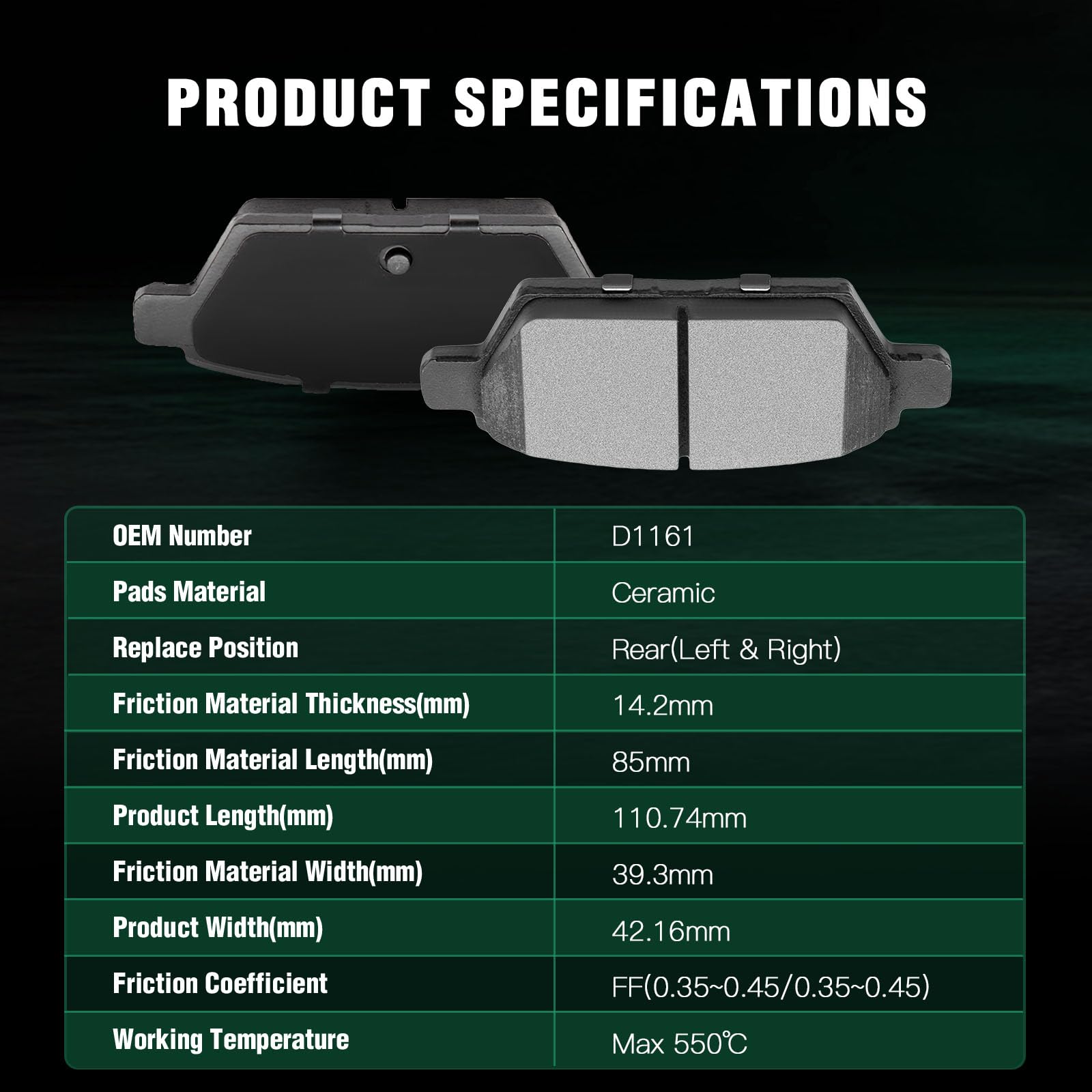 Automuto 8Pcs Front & Rear Ceramic Disc Brake Pads Set D1161 D1164 For Ford For Fusion 2006-2012,For Lincoln Mkz 2007-2012,For L