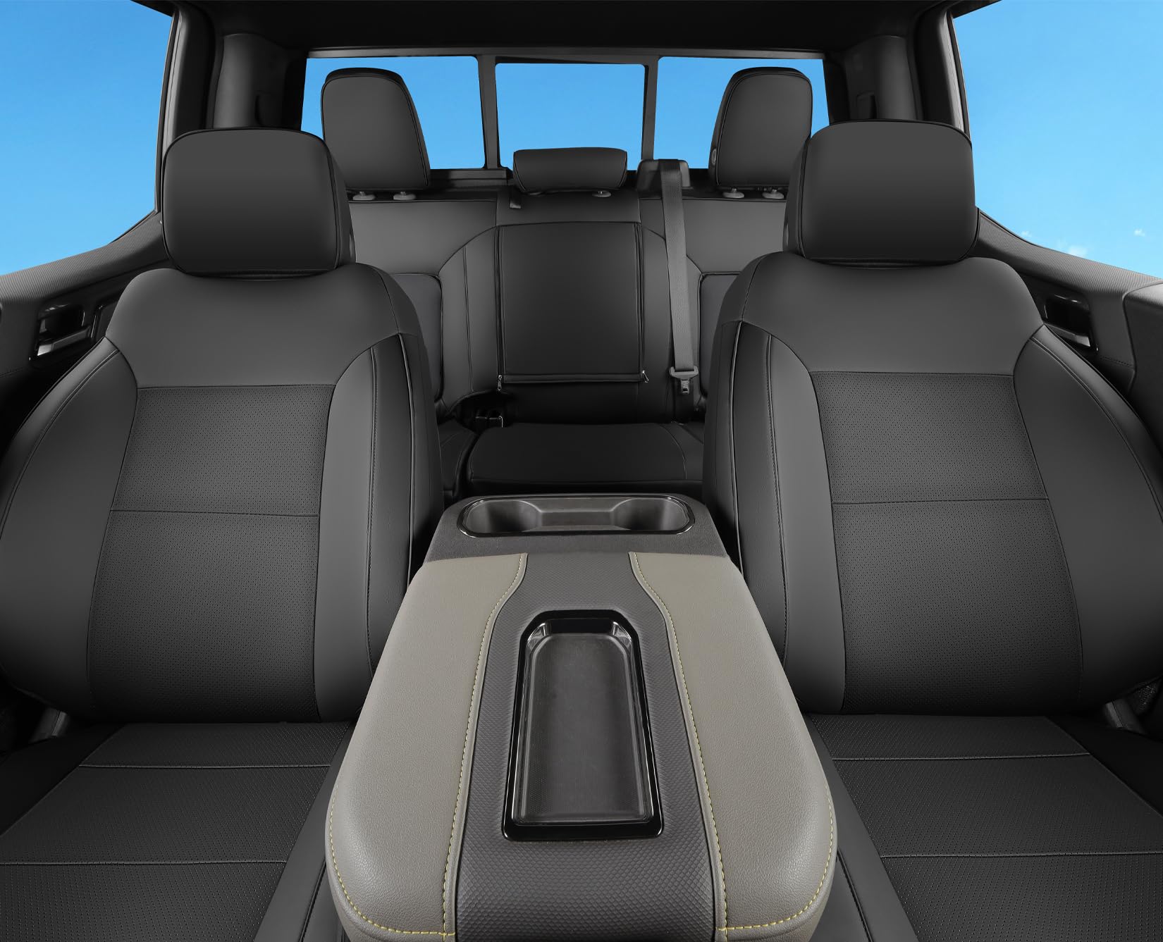 Tandi Custom Fit Silverado Seat Covers Full Set With Faux Leather For Chevy Silverado 2014 2015 2016 2017 2018 And For Gmc Sierr