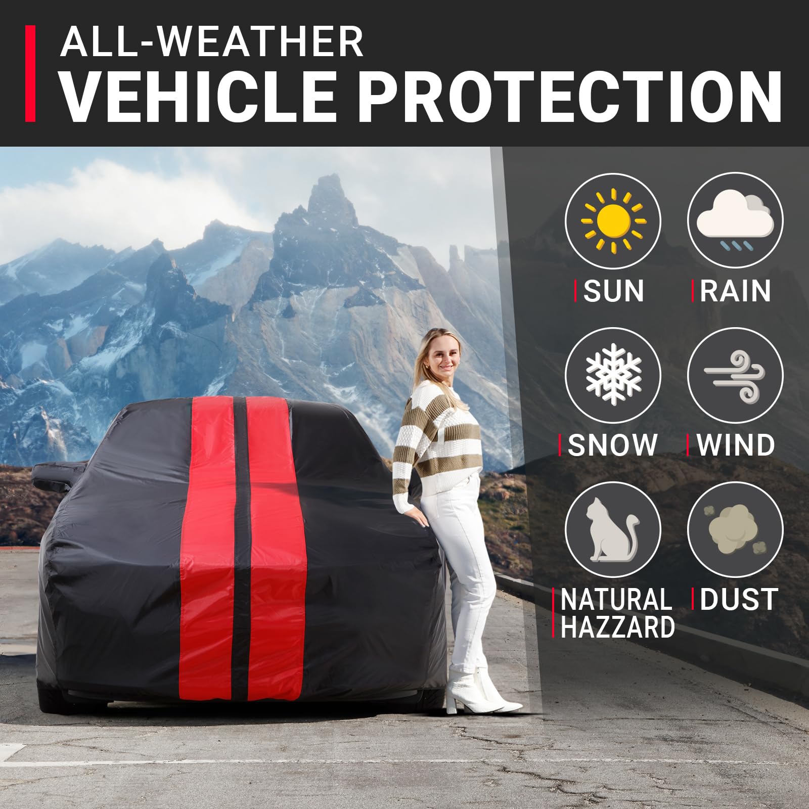 iCarCover Premium Plus Car Cover Waterproof All Weather Rain Snow UV Sun Protection, A3, S3, 3-Series, M3, is 300, Grand Am, MX-
