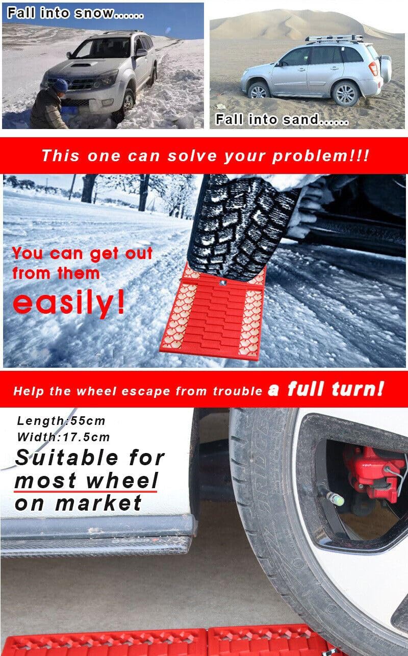 Jeremywell All-Weather Foldable Auto Traction Mat Tire Grip Aid, Car Escape, Emergency Off Road Traction Tool, Work For Snow, Ic