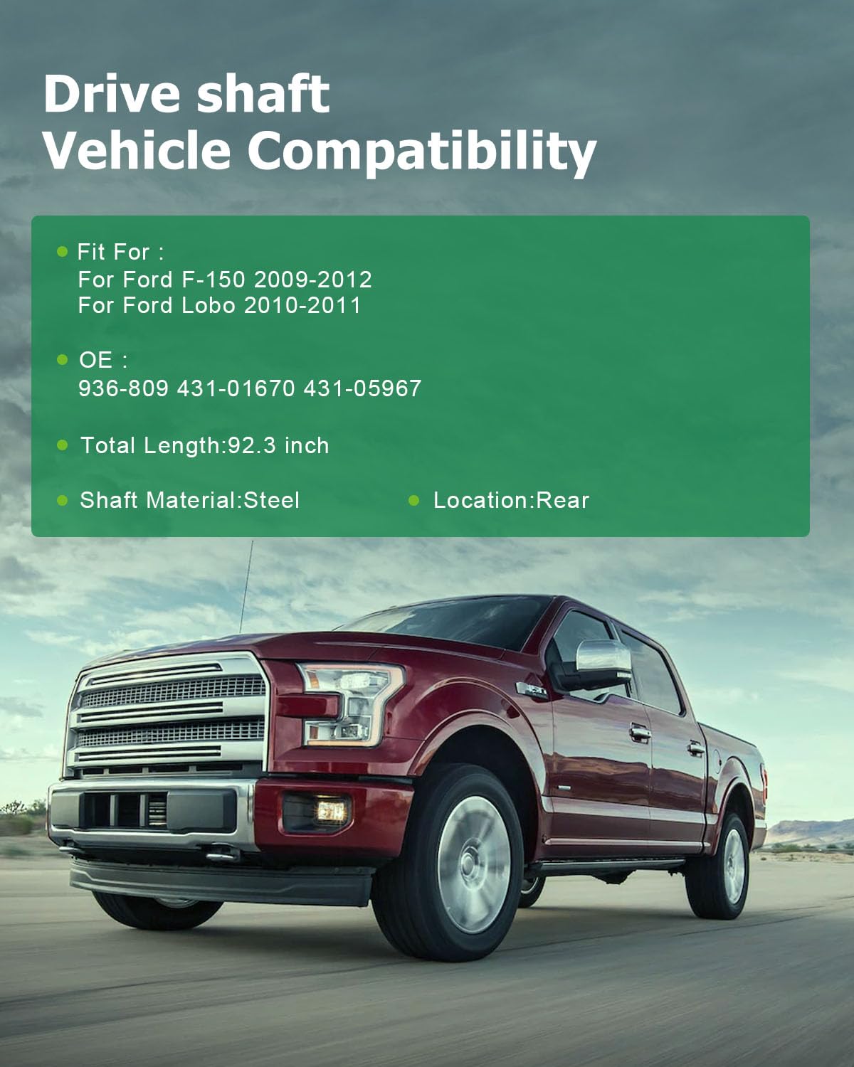 Scitoo 92.3'' Rear Drive Shaft Assembly Propeller Shaft Compatible For Ford F-150 2009-2012,For Ford Lobo 2010-2011 936-809 431-