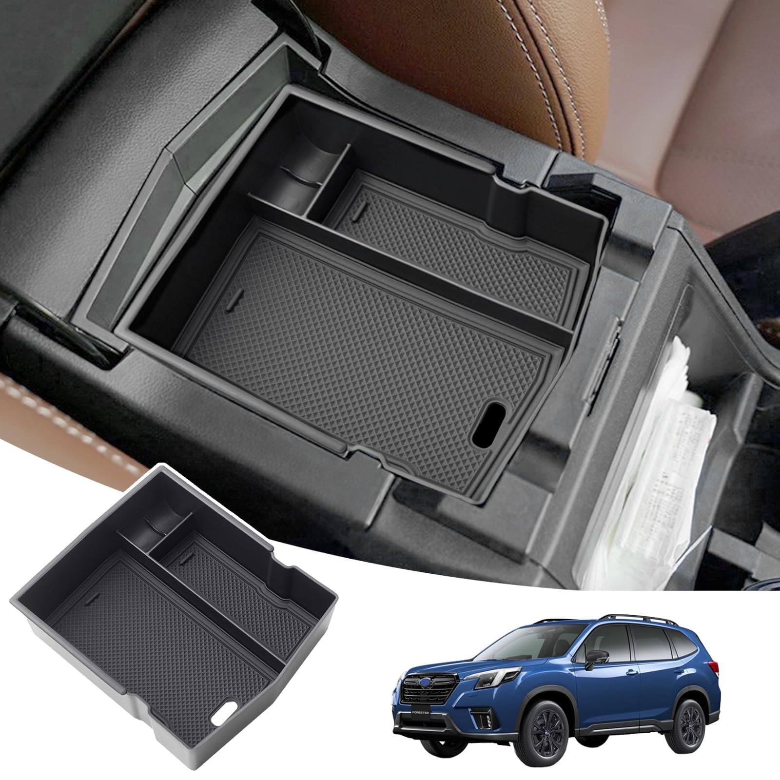 Jkcover Upgraded Design Center Console Organizer Tray Compatible With Subaru Forester 2024 2023 2022 2021 2020 2019 Interior Arm