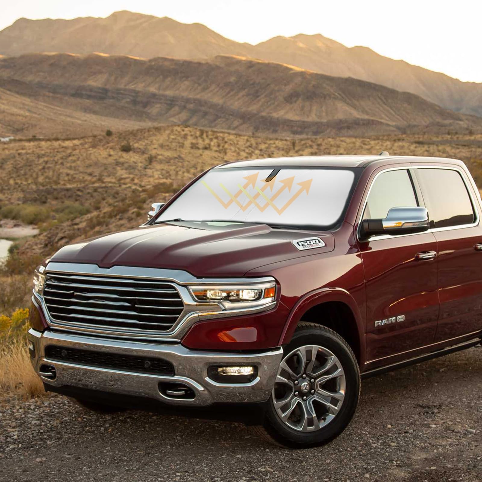 Sun Shade Windshield Sunshades Cover For 2019-2023 2024 2025 Dodge Ram 1500 Accessories Crewcab,Megacab Pickup,2Dr Regularcab,4D