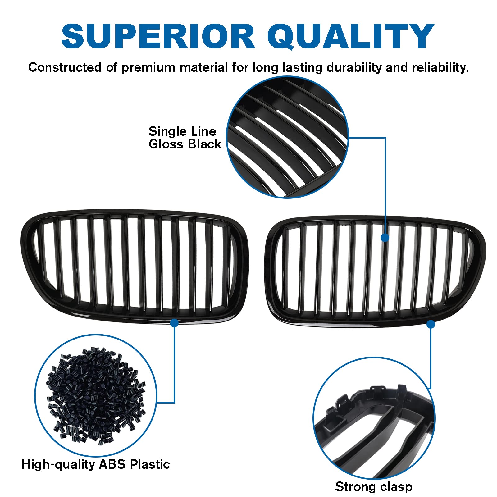 Billdio F10 Grille - Black Kidney Single Slats Grill Compatible With Bmw 2010-2017 5 Series F10 F11 F18 Sedan 520I 528I 535D 535