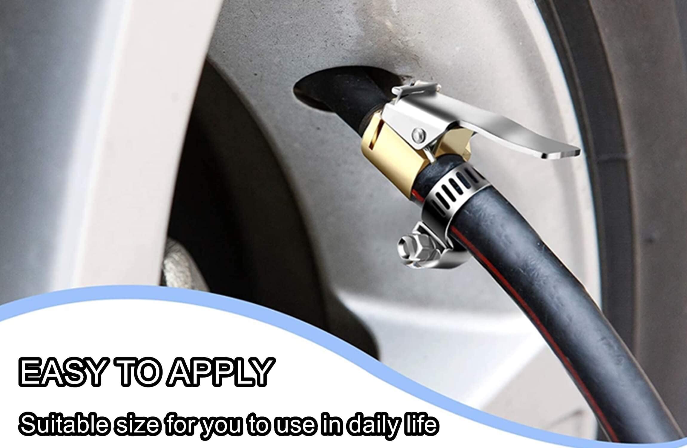 Tire Air Chuck Adapter With Clip,5/16'' Brass American Type Thread Pump Nozzle,Tire Inflator Lock On Air Chuck, Air Compressor T