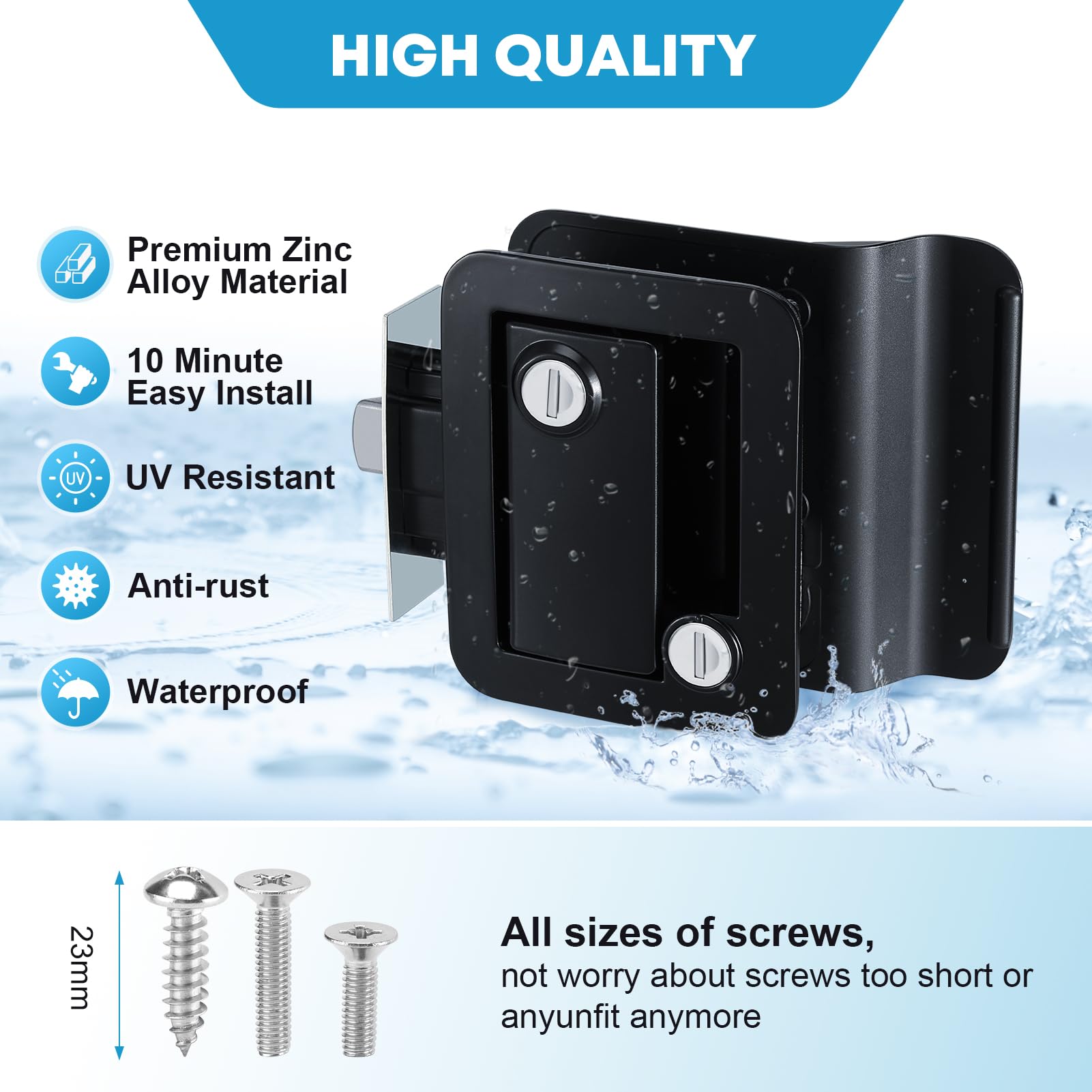 Kohree 2 Pcs Rv Door Locks Replacement With Paddle Deadbolt, Camper Door Lock, 100% Metal Rv Enclosed Travel Trailer Door Lock F