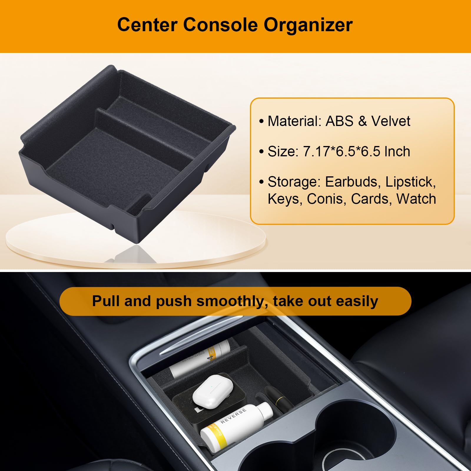 BANKKY Center Console Organizer Tray 5PCS for Tesla Model Y Accessories 2024 2023 2022 2021 2020, Armrest Storage Tray and Hidde