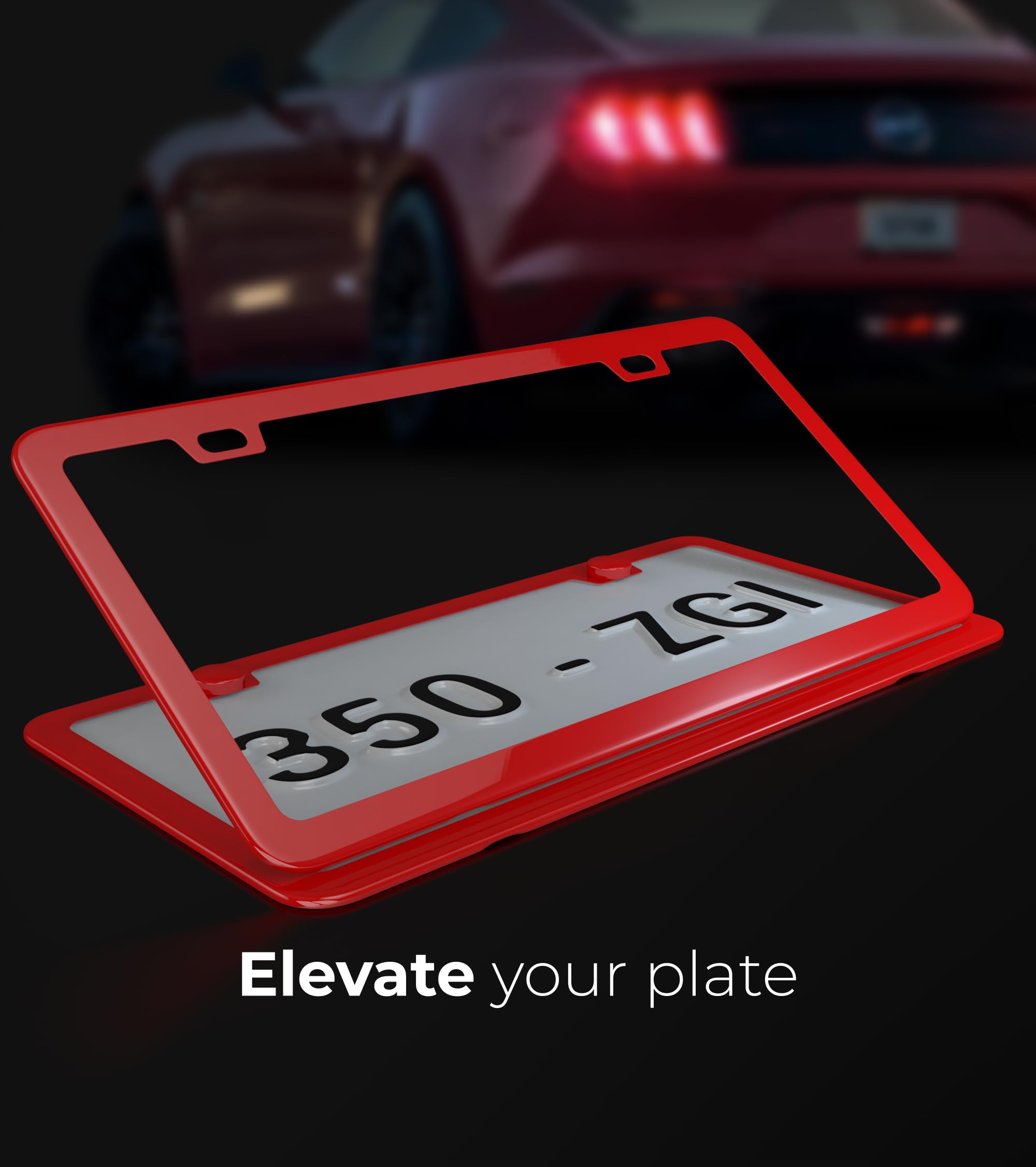 Deselen Red License Plate Frame, Metal Thin Stainless Steel With 2 Holes Screw Cap, 2 Pack (Poinsettia Red)