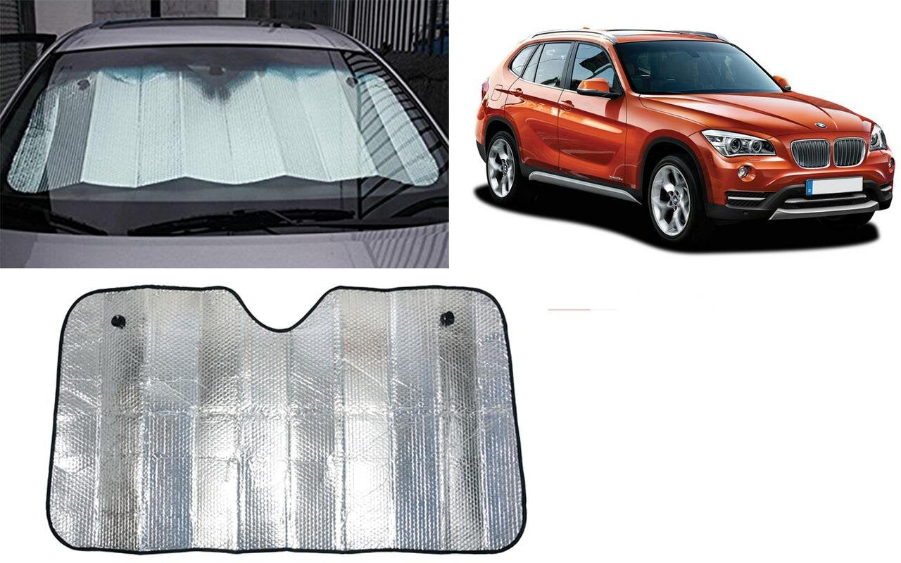 Auto Pearl Collapsible Mesh Foldable Auto Front/Rear Window Silver Sun Shade Car Windshield (130 * 60cm) Compatiable with  X1