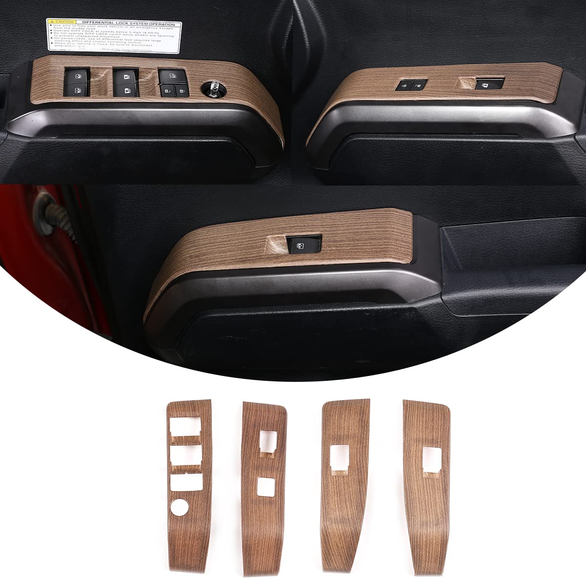 Front And Rear Doors Car Look Interior Door Armrest Window Switch Panel Cover Trim For Toyota Tacoma 2016 2017 2018 2019 2020 2021 2022 2023 (Pear Wood Grain, Front And Rear)