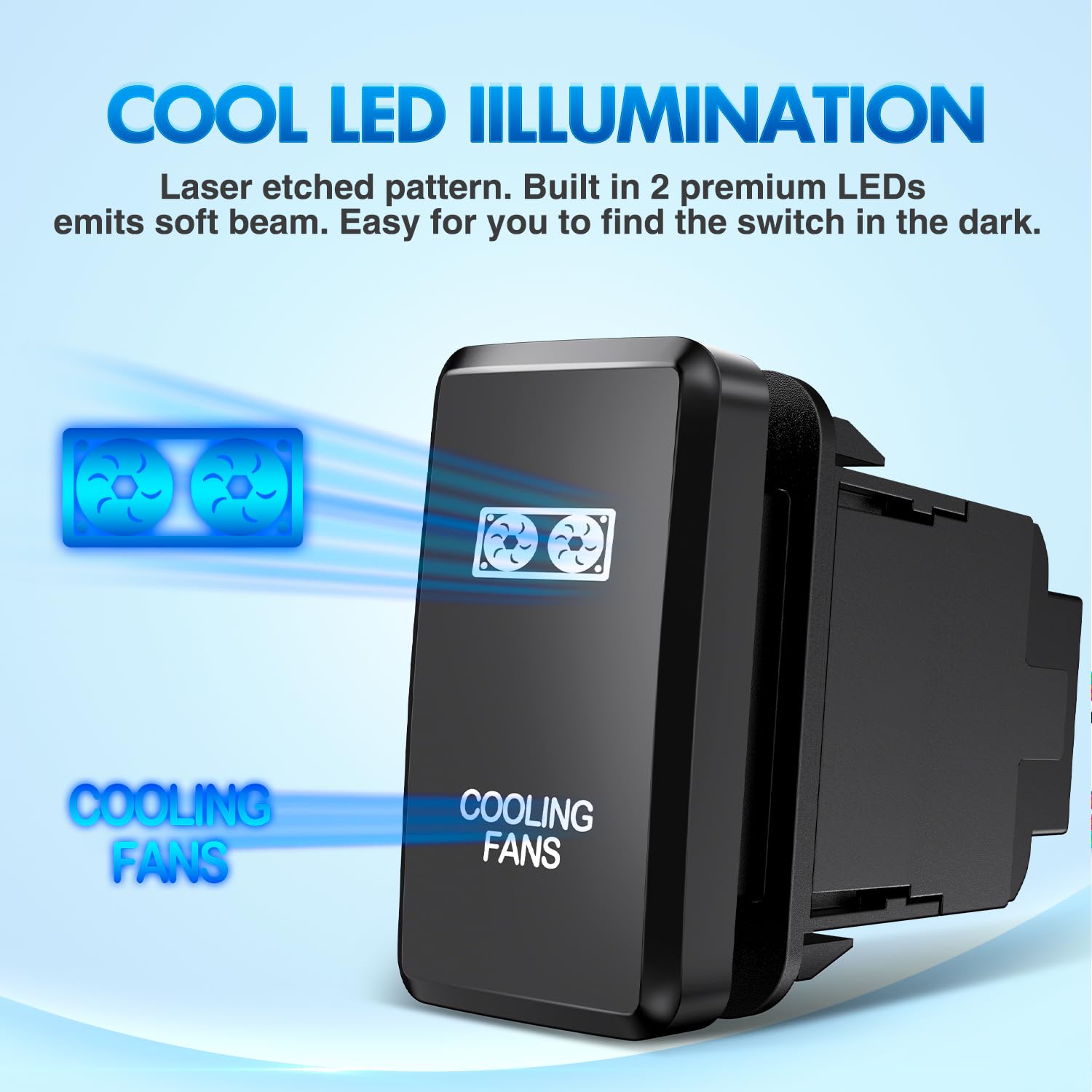 Nilight Cooling Fans Push Button Switch 12V On Off Switches With Connector Wire Kit 1.54'' X 0.83'' Replacement For Toyota Fj Cr