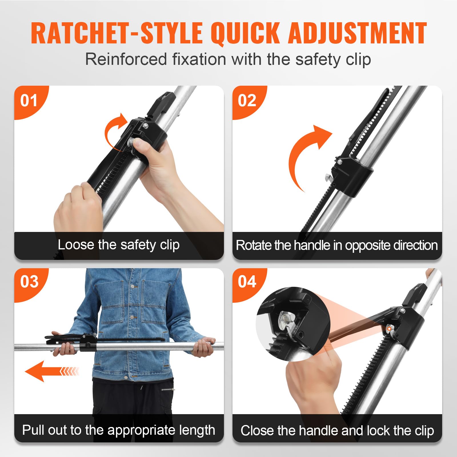 Vevor Cargo Bar, Ratcheting Cargo Bar Adjustable From 89' To 104', Heavy-Duty Steel Cargo Stabilizer Bar With 309 Lbs Capacity, Truck Bed Load Bar For Pickup Truck Bed, Trailer, Semi Trailer (4 Pcs)