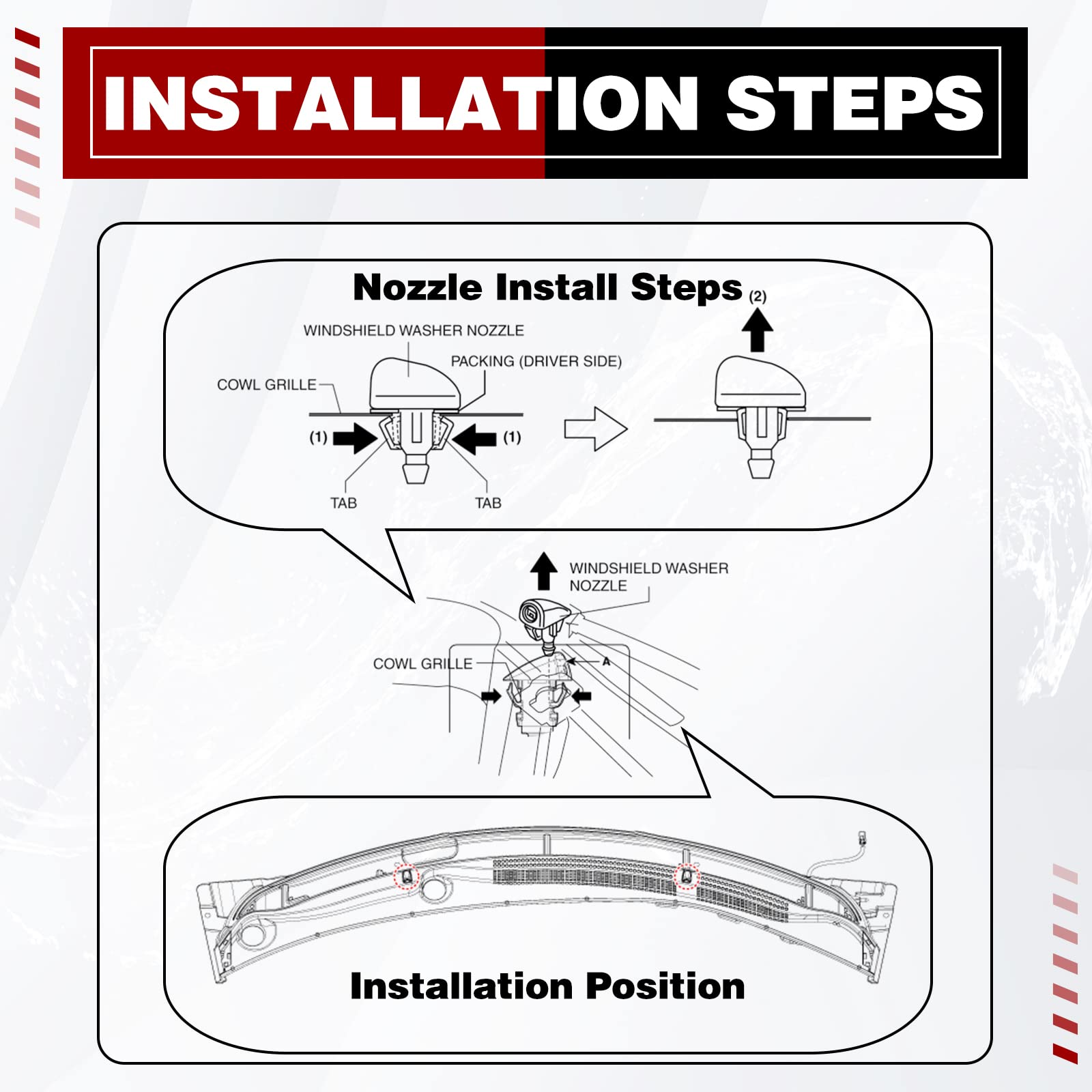 Otuayauto Wiper Washer Windshield Check Valve - Replacement For Toyota, Scion, Lexus - Replaces Oem #: 85321-28020, Spray Jet Kit (Pack Of 2)