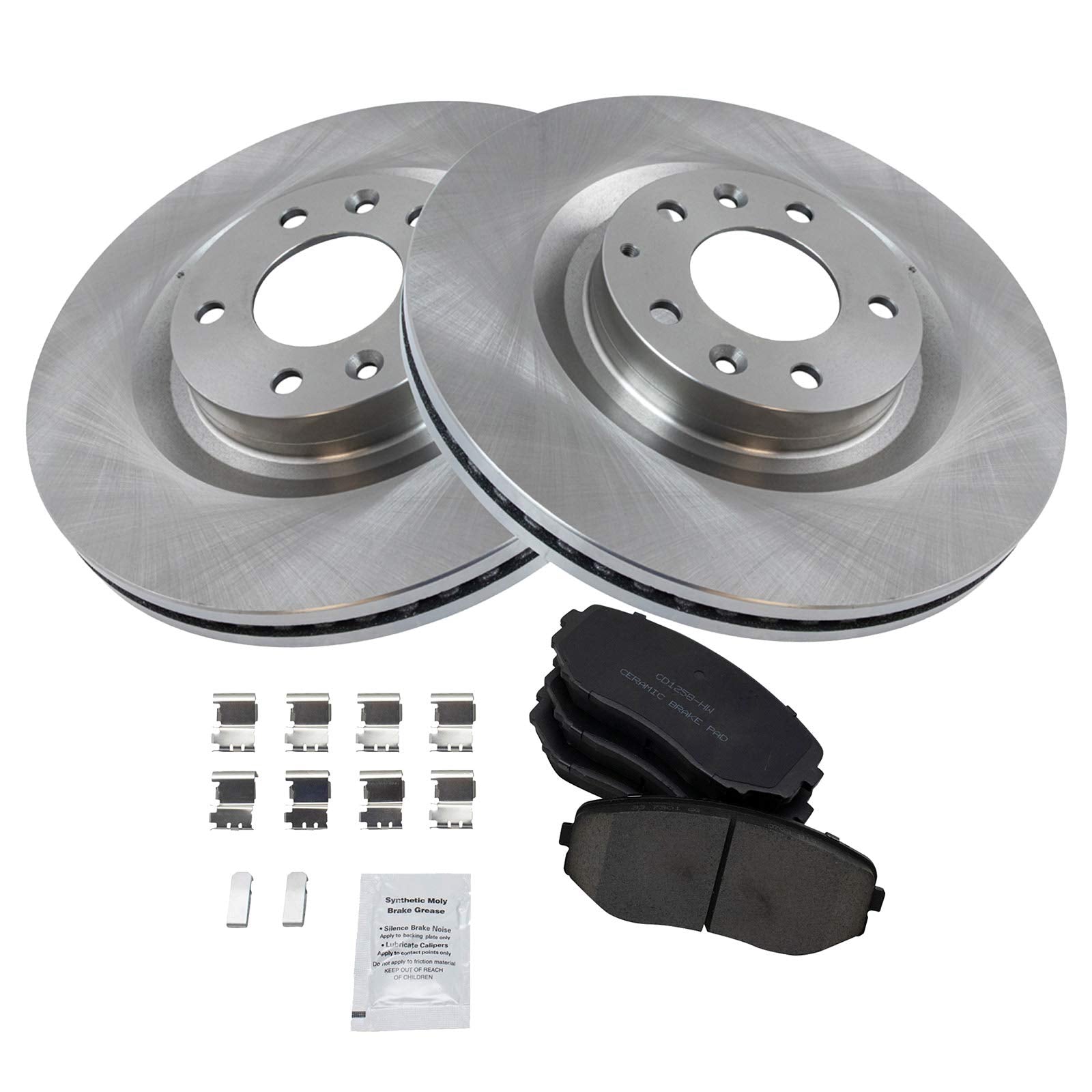 Trq Front Brake Pad & Rotor Kit Brake Pads Brake Rotor Ceramic Compatible With 2007-2015 Mazda Cx-9