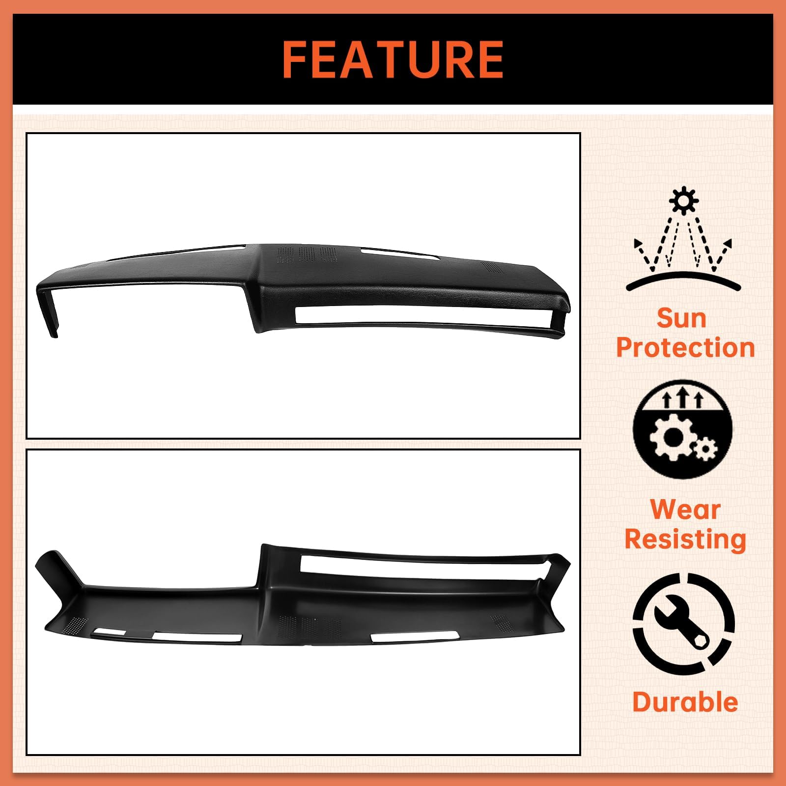 ECOTRIC Black Dashboard Cover Compatible with 1981-1991 Chevrolet GMC C/K/R/V Truck/SUV Pickup Car Interior Dash Pad Cap