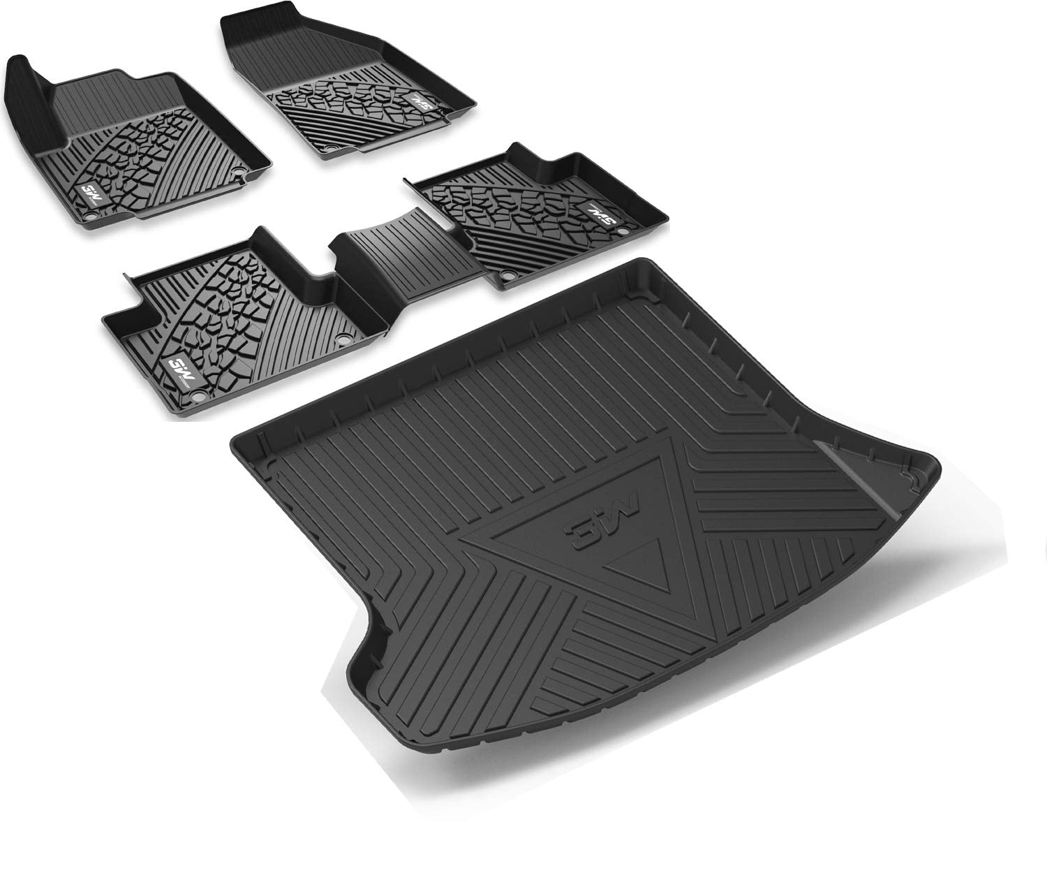 3W Floor Mats&Cargo Liner Fit For Jeep Cherokee 2015-2023, All Weather Custom Fit Trunk Liner For Jeep Cherokee, Heavy Duty Trun