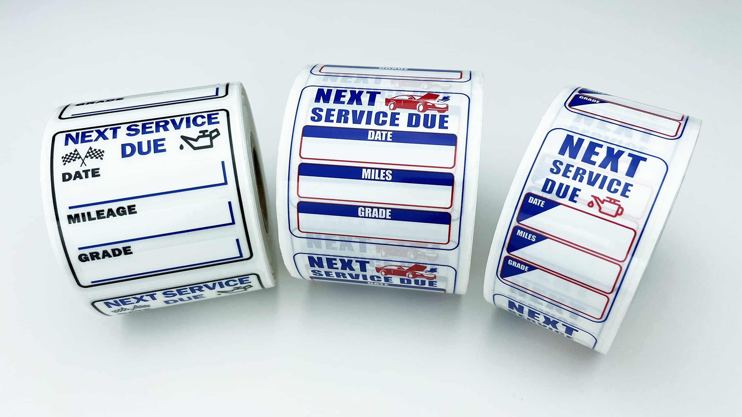 Oil Change Stickers 250 Pcs Per Roll-Service Reminder Stickers - 2'' X 1,25'' Premium Clear Stock-Windshield Stickers-Checkered