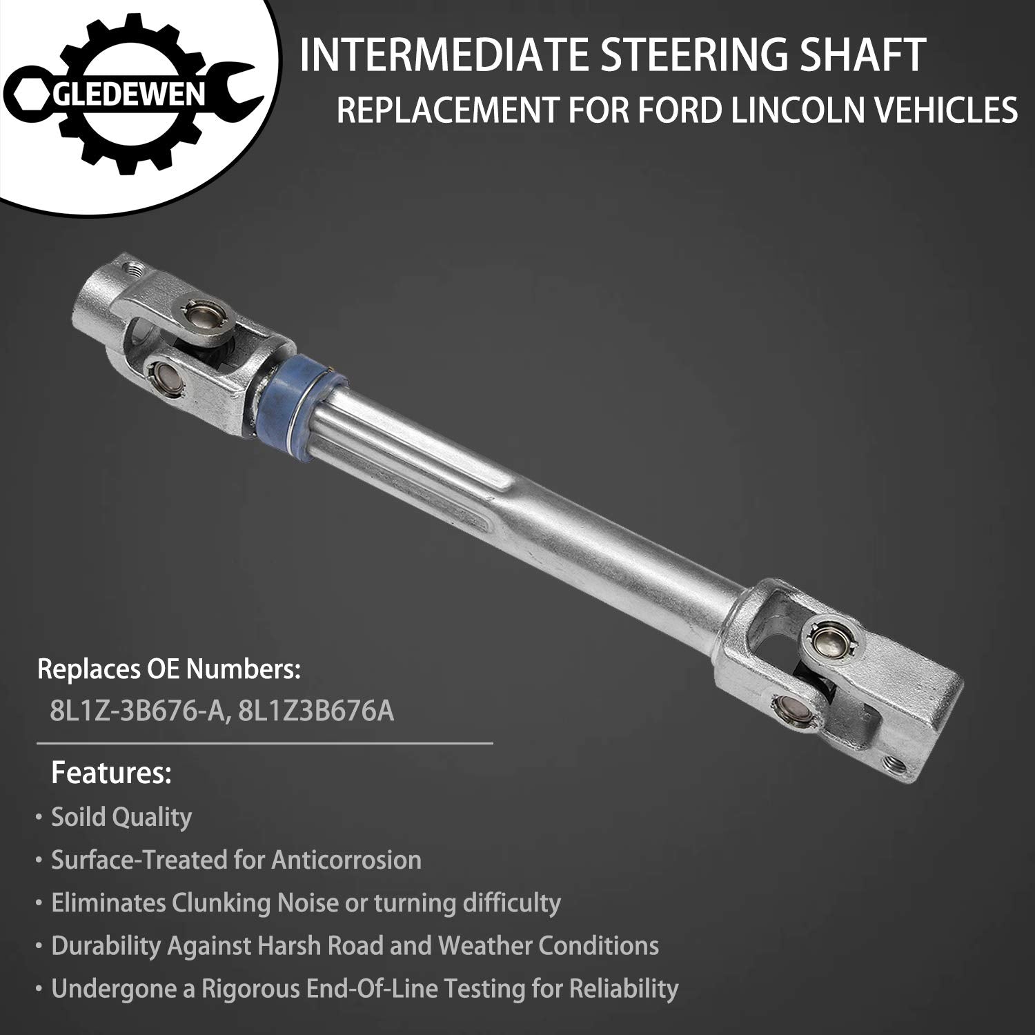Steering Column Lower Intermediate Steering Shaft with U-Joint Coupler | Replacement for 2009-2014 Ford F-150, 2007-2014 Ford Ex