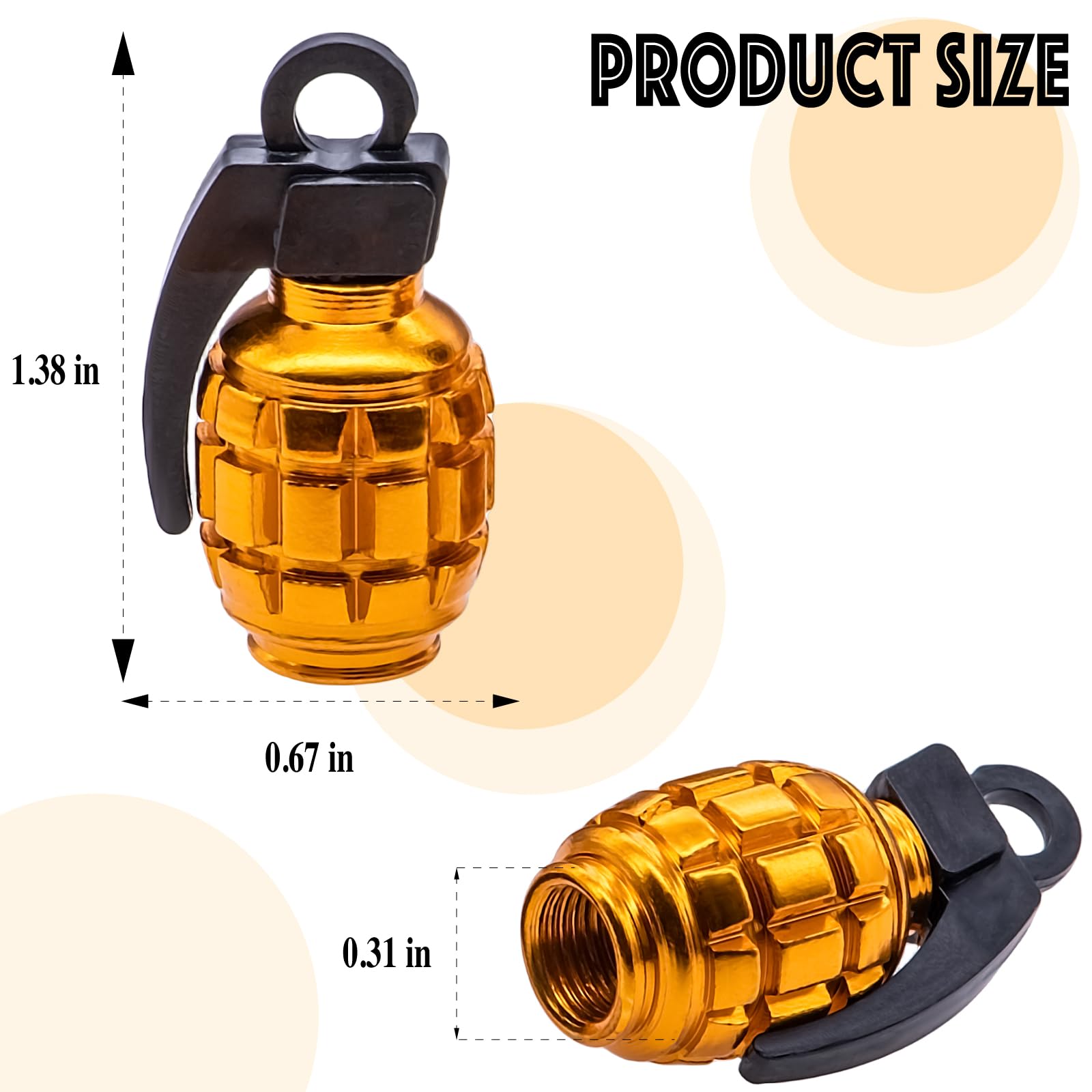 Meajoo 4Pcs Car Tire Valve Stem Caps, Aluminium Alloy Tire Valve Stem Covers Universal Car Wheel Tire Valve Caps For Cars, Truck