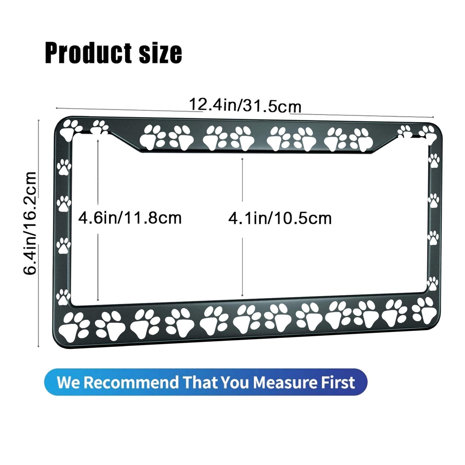 HOSNYE Cat Dog Paw Print License Plate Frame Animal Footprints Metal License Plate Cover Front Plates Frames Car Tag Frame for W