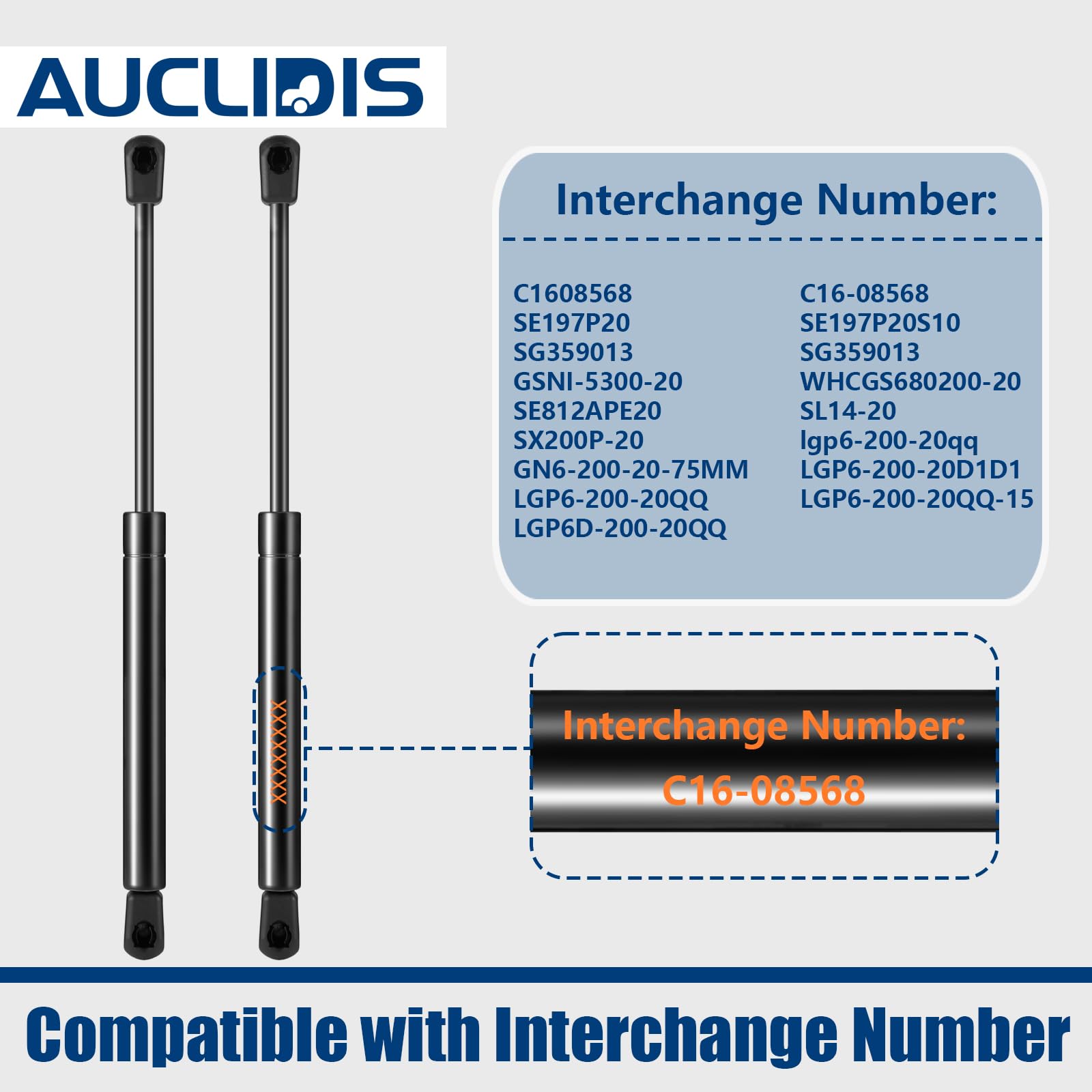 C16-08568 Gsni-5300-20 20 Inch 20Lb/89N Gas Strut Shock Spring Lift Support For Rv Entry Door Camper Bed Storage For Motorhome B