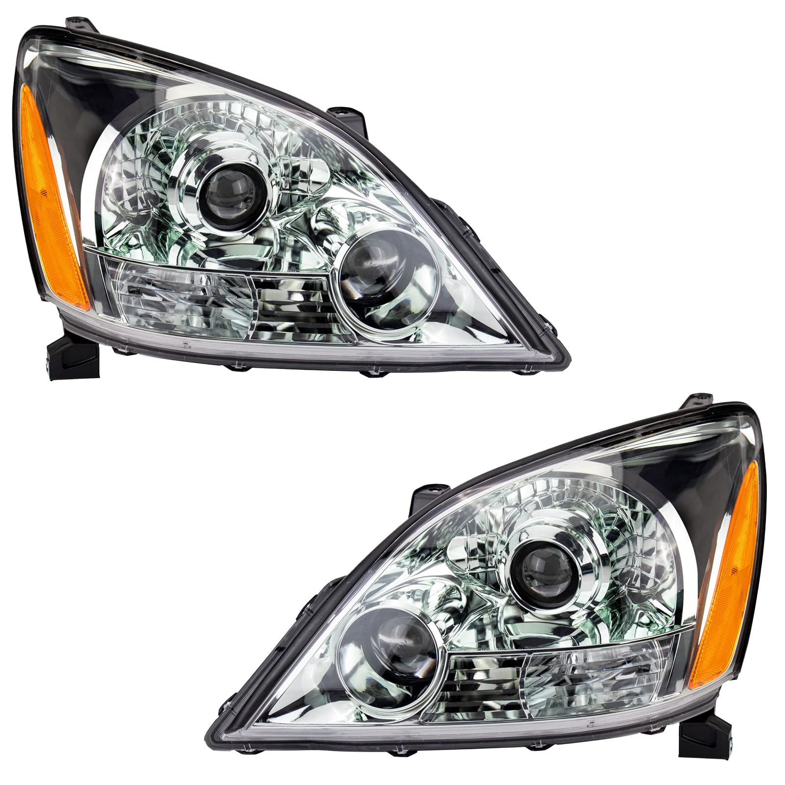 Trq Headlight Assembly Set Headlights Driver & Passenger Side Halogen Compatible With 2003-2009 Lexus Gx470 Lx2502124 Lx2503124