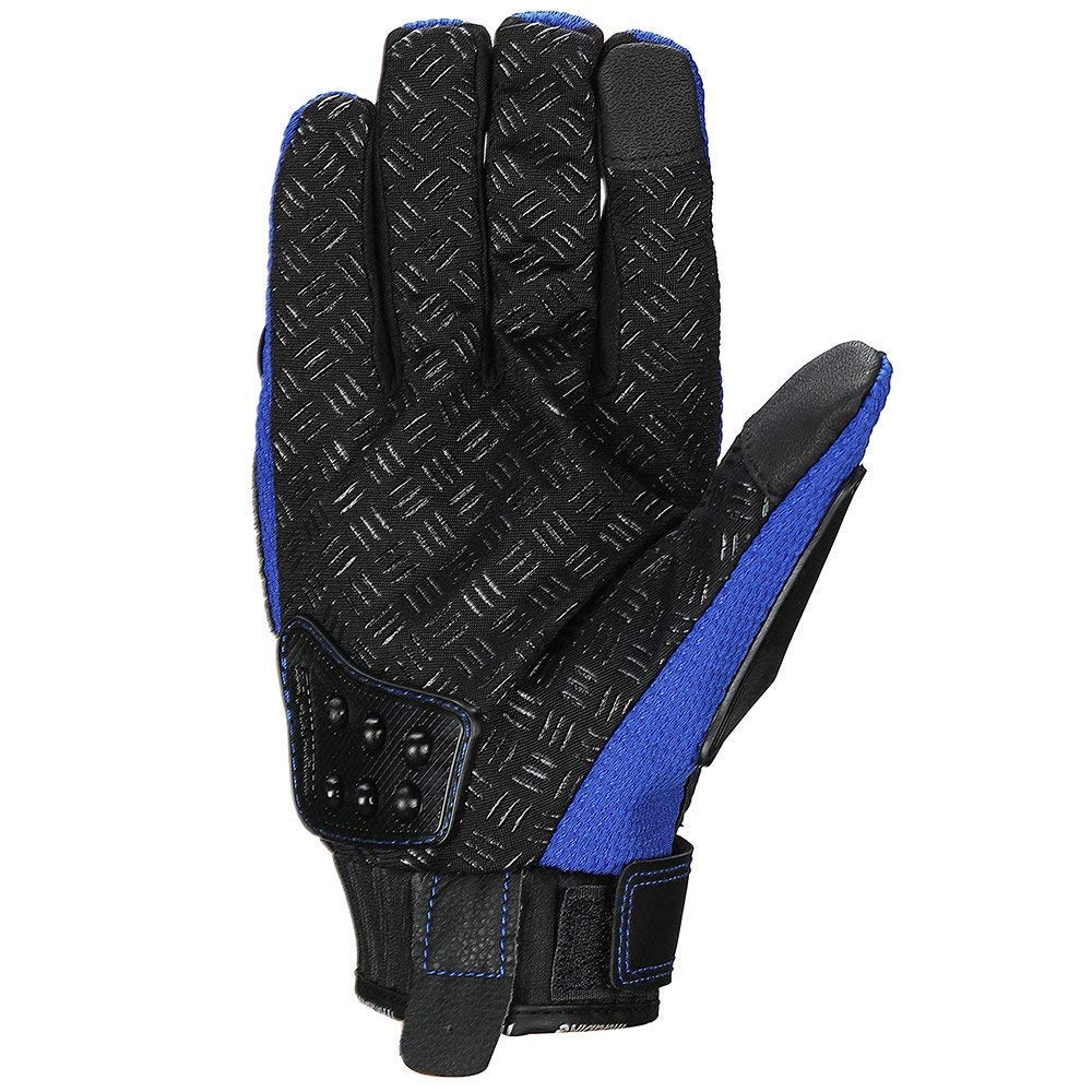 Steel Outdoor Knuckle Motorcycle Motorbike Powersports Safety Gloves (Large, Blue)