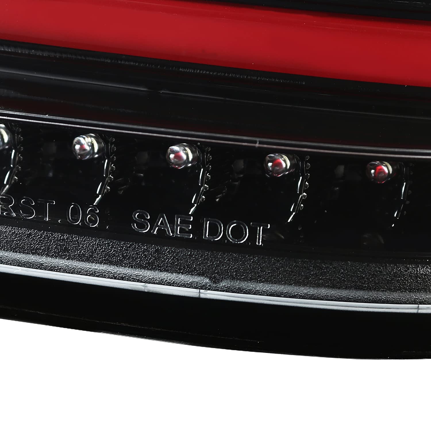 SPEC-D Tuning Tail Lights for 2006-2011 Mercedes-Benz ML-Class, Jet Black Housing, Clear Lens, Red LED Bar, Left + Right Pair