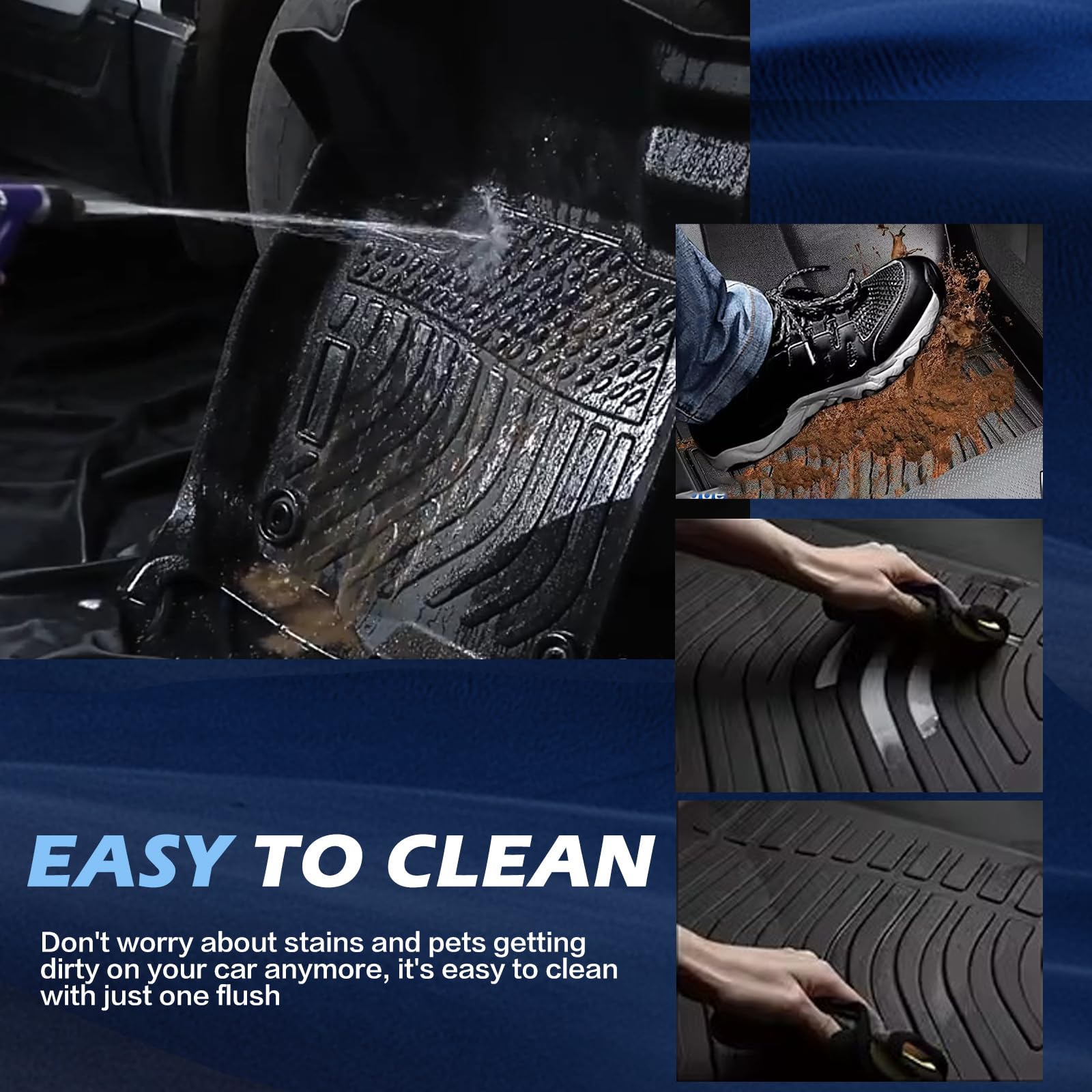 Floor Mats for 2013-2018 Toyota RAV4,All-Weather TPE Rubber Car Floor Mats Waterproof Odorless Anti-Slip 1st & 2nd Row Black