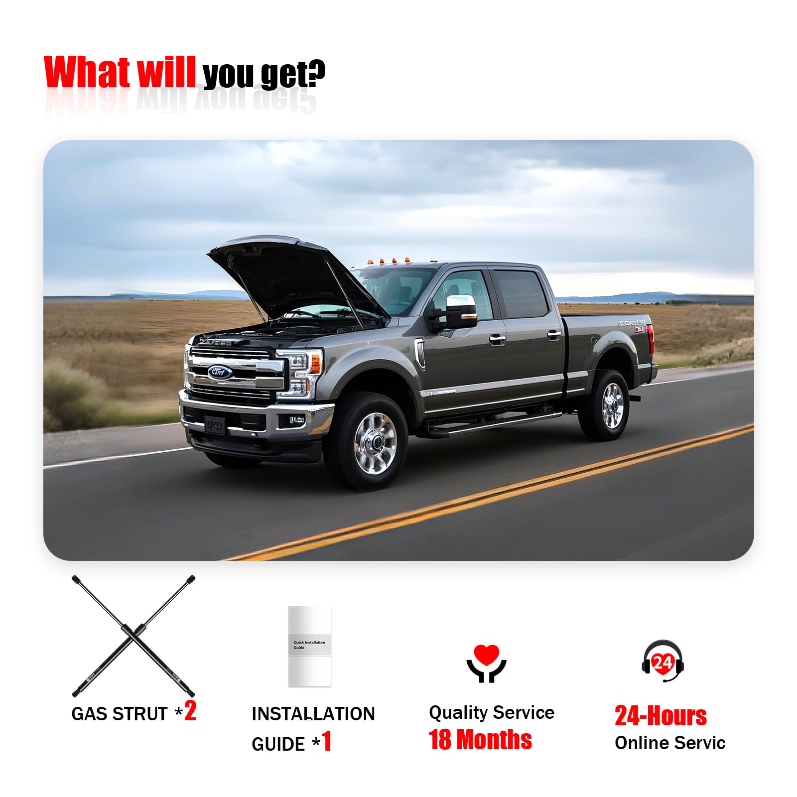 Iaqwe Front Hood Lift Supports 4B-965360 Fit For Ford F-250/ F-350 Super Duty 2017-2022, Ford F-450/F-550 Super Duty 2017-2018,