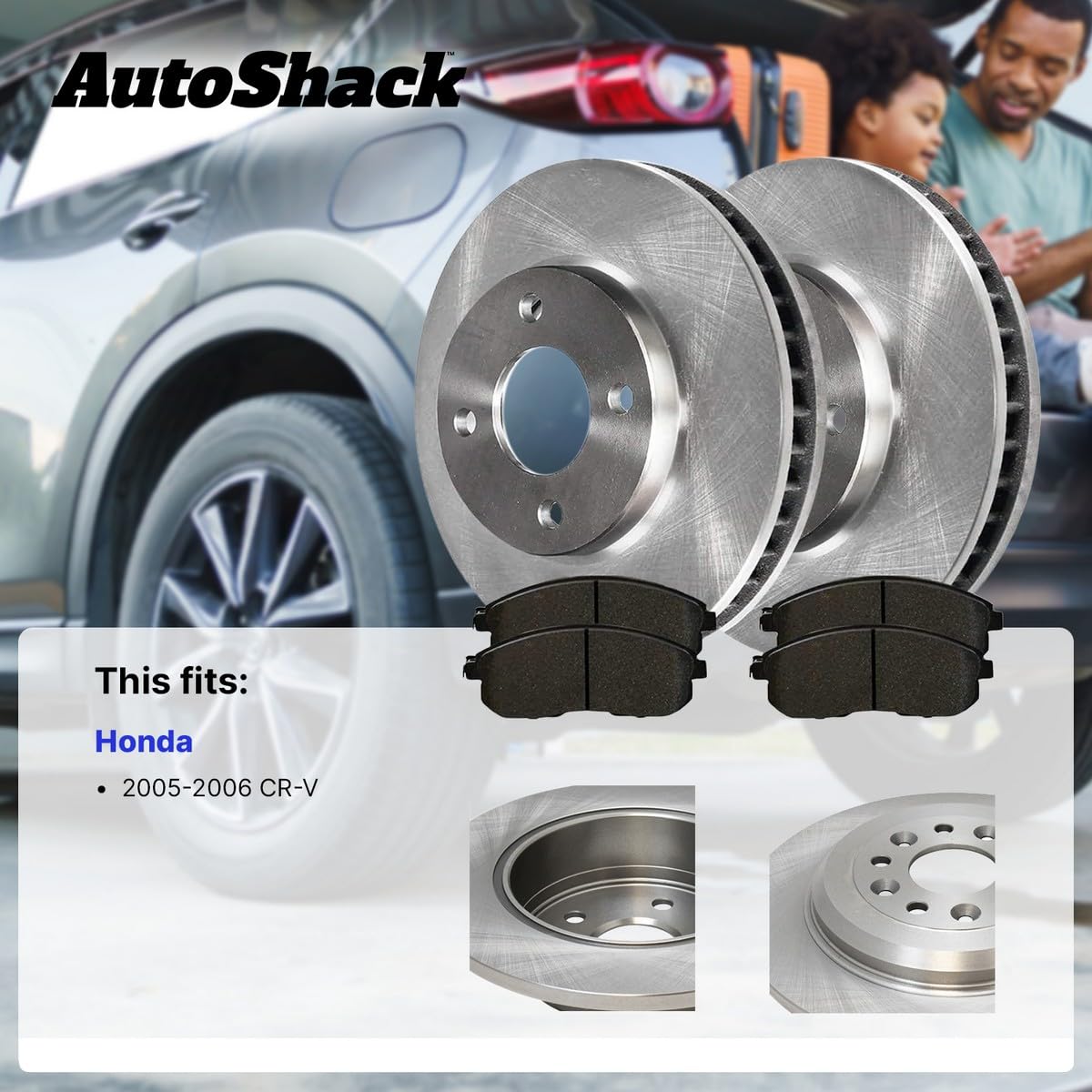 Autoshack Brake Rotors With Brake Pads Front And Rear Brake Rotor & Pad Replacement Kit For 2005-2006 Honda Cr-V 2.4L 4Wd Fwd Scd9146738