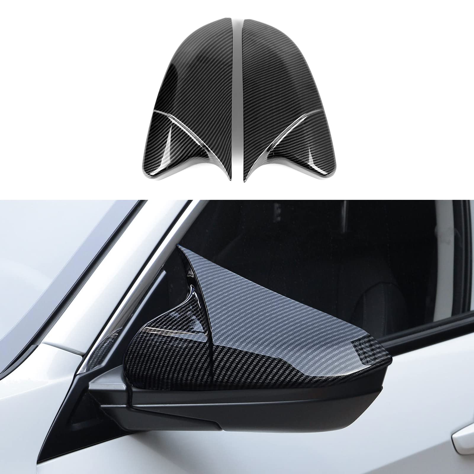 BRMYL Car Rearview Mirror Guard Cover Decals for Honda Civic 2016 2017 2018 2019 2020 2021 10th Gen Accessories ABS Carbon Fiber