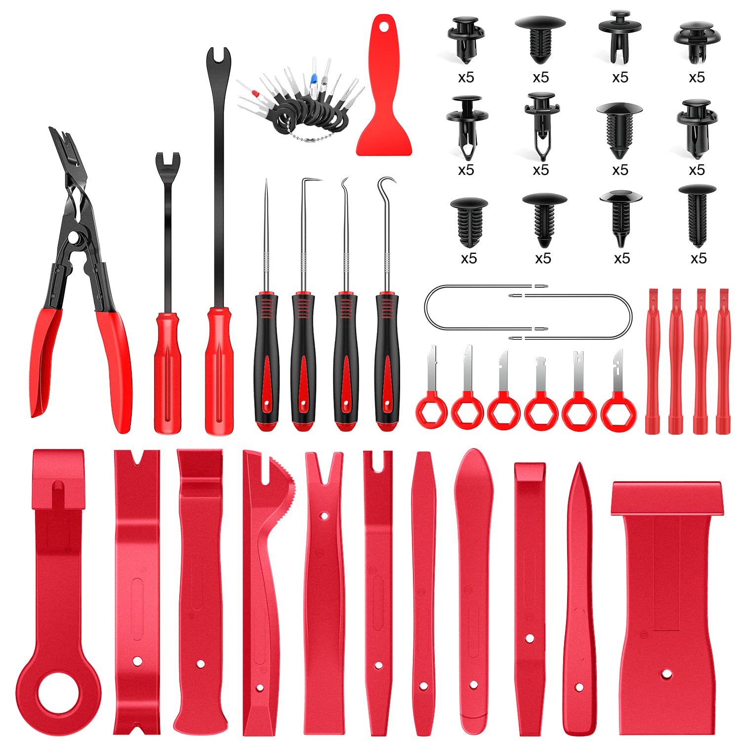GOOACC 102Pcs Trim Removal Tool, Auto Terminal Removal Tool, Auto Clip Pliers Stereo Removal Tools, Car Upholstery Repair Remova