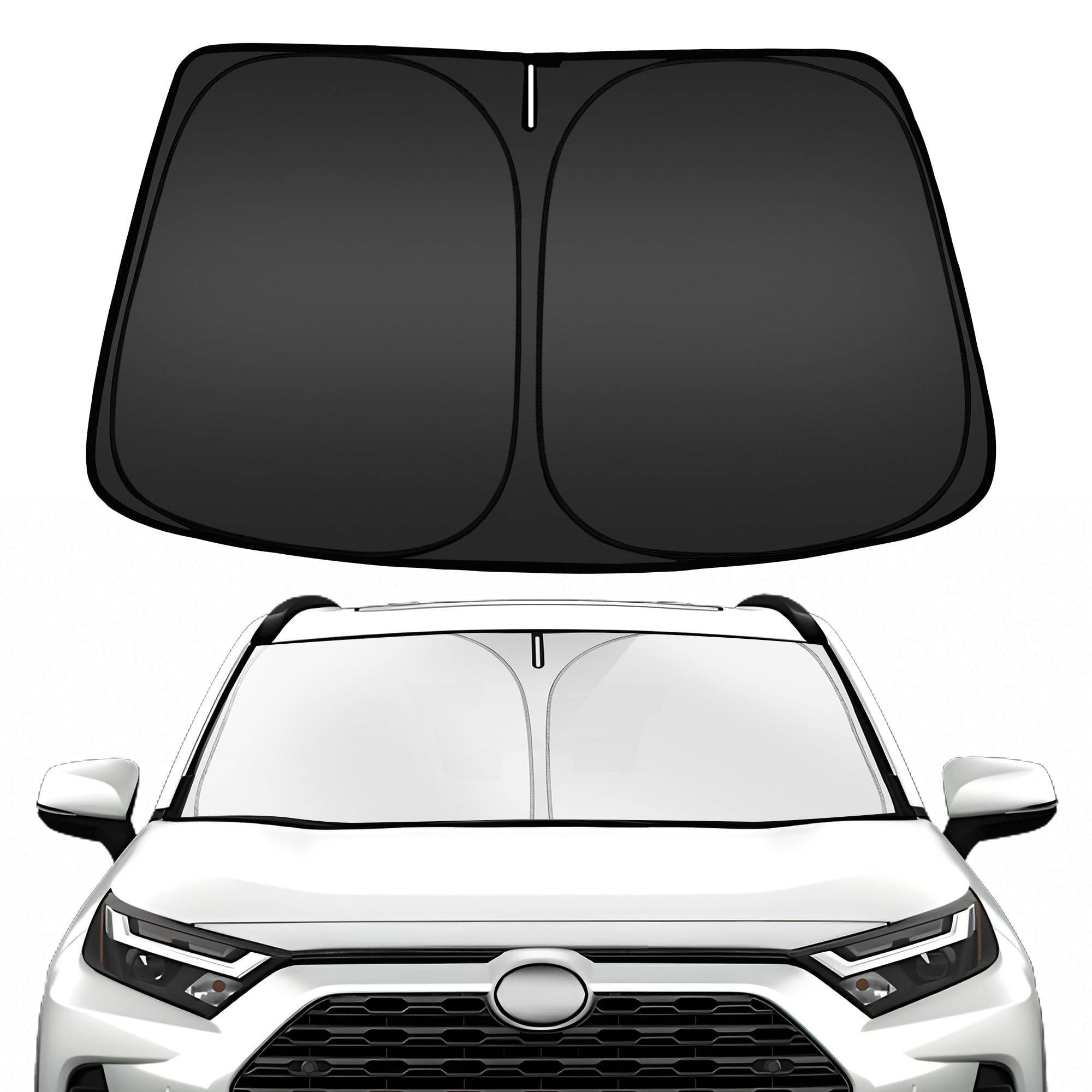 Arismotor Windshield Sun Shade For Toyota Rav4 2019-2025, Custom Fit Foldable Front Window Sunshade Sun Visor Protector, Block U