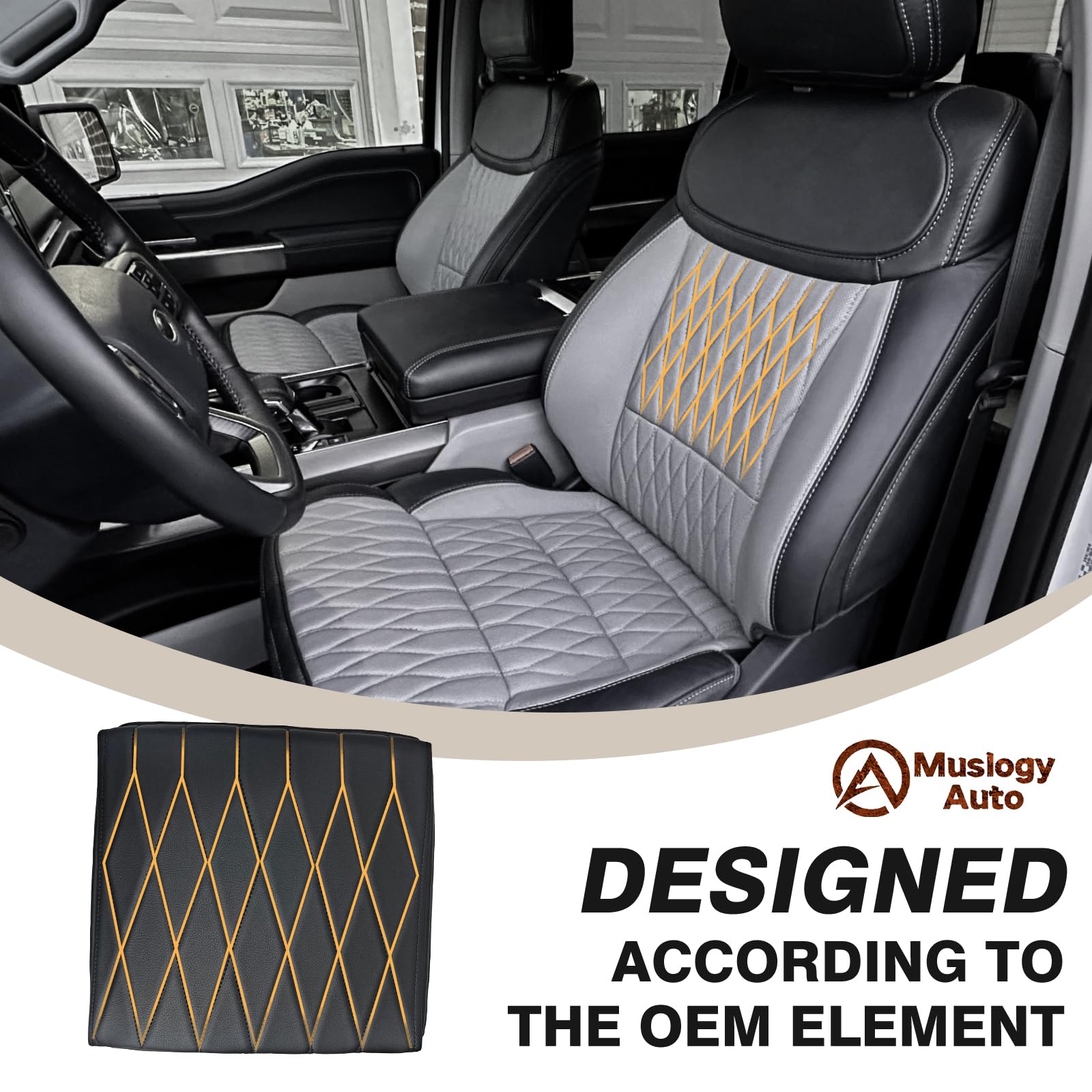 Muslogy Center Console Armrest Cover Compatible With Ford F-150 F150 2021-2025 Comfort Armrest Pad Arm Rest Cushion Vegan Leathe