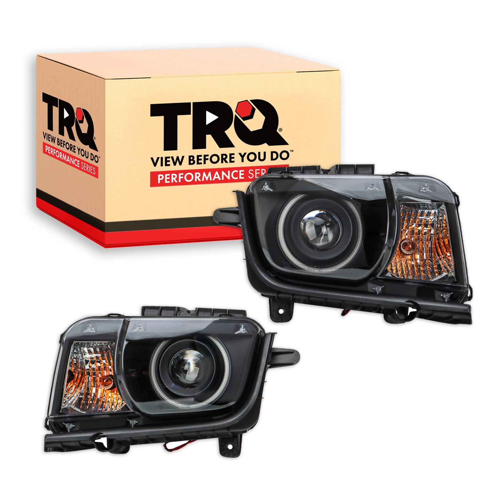 Trq Headlight Assembly Set Headlights Black Background Performance Driver & Passenger Side Gm2502346 Gm2503346 Compatible With 2