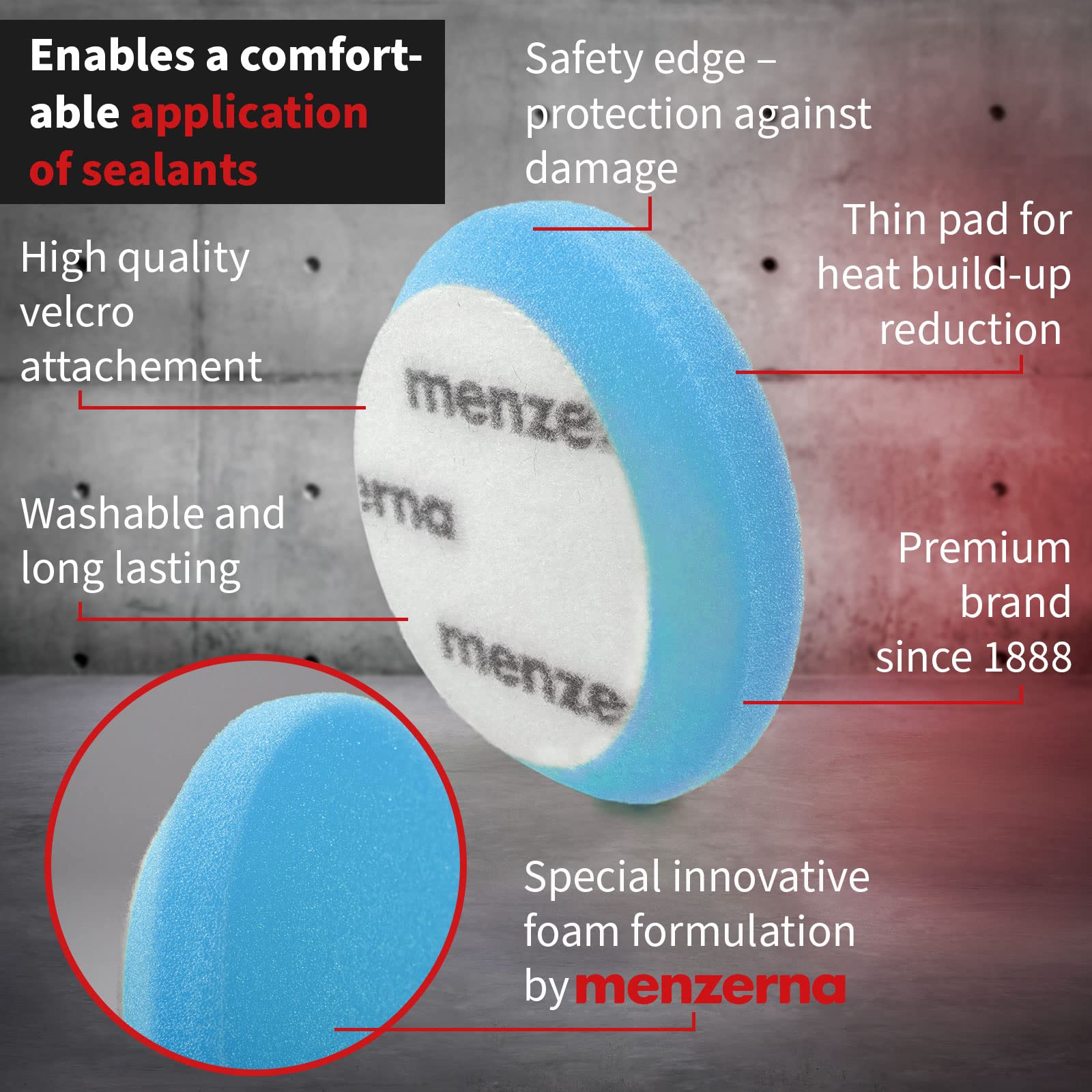 Menzerna 3.5 Inch 2X Premium Polishing Pads For Waxing Sealing & Protection I Body Repair Buffing & Polishing Pads With Safety E