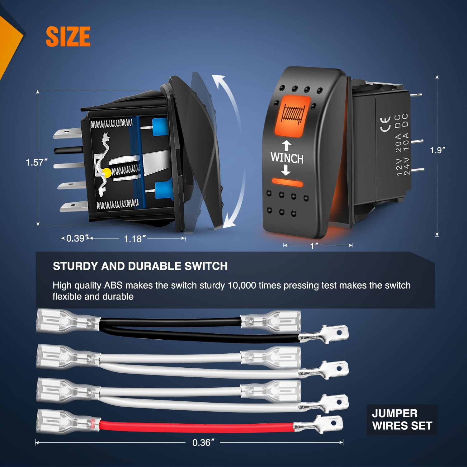 Nilight Utv Winch Rocker Switch Momentary On Off 7 Pin Dpdt Led Light Bar Switches With Orange Backlit 12V 24V Toggle Jumper Wir