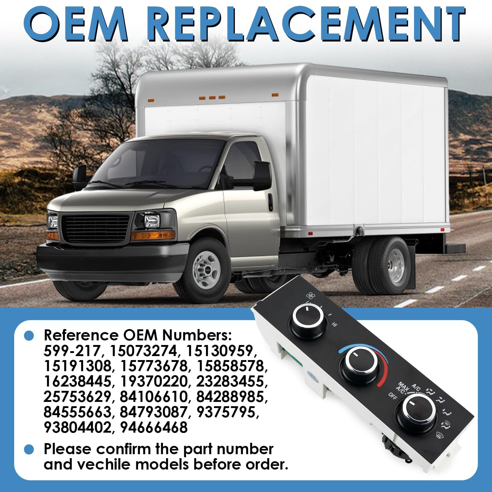 MiCCiKA 599-217 Heater A/C Control Switch,Front Climate Control Module Compatible with 1996-2020 Chevrolet Express 1500 2500 350