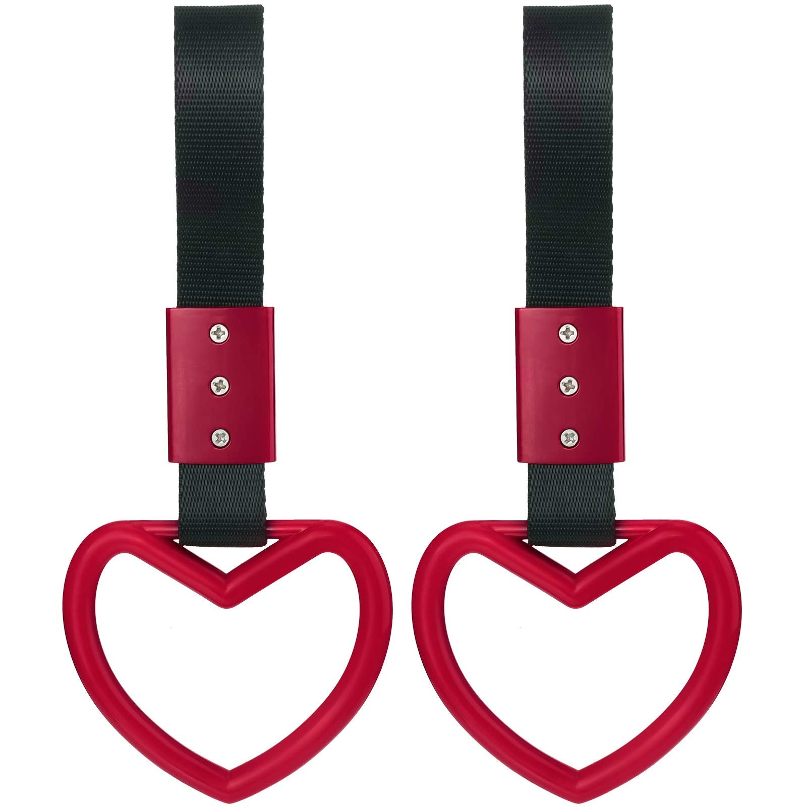 2 Pieces Rings Heart Shaped Car Handle Straps Drift Charm Rear Bumper Warning Decor Subway Bus Broken Handle for Car Interior(Re