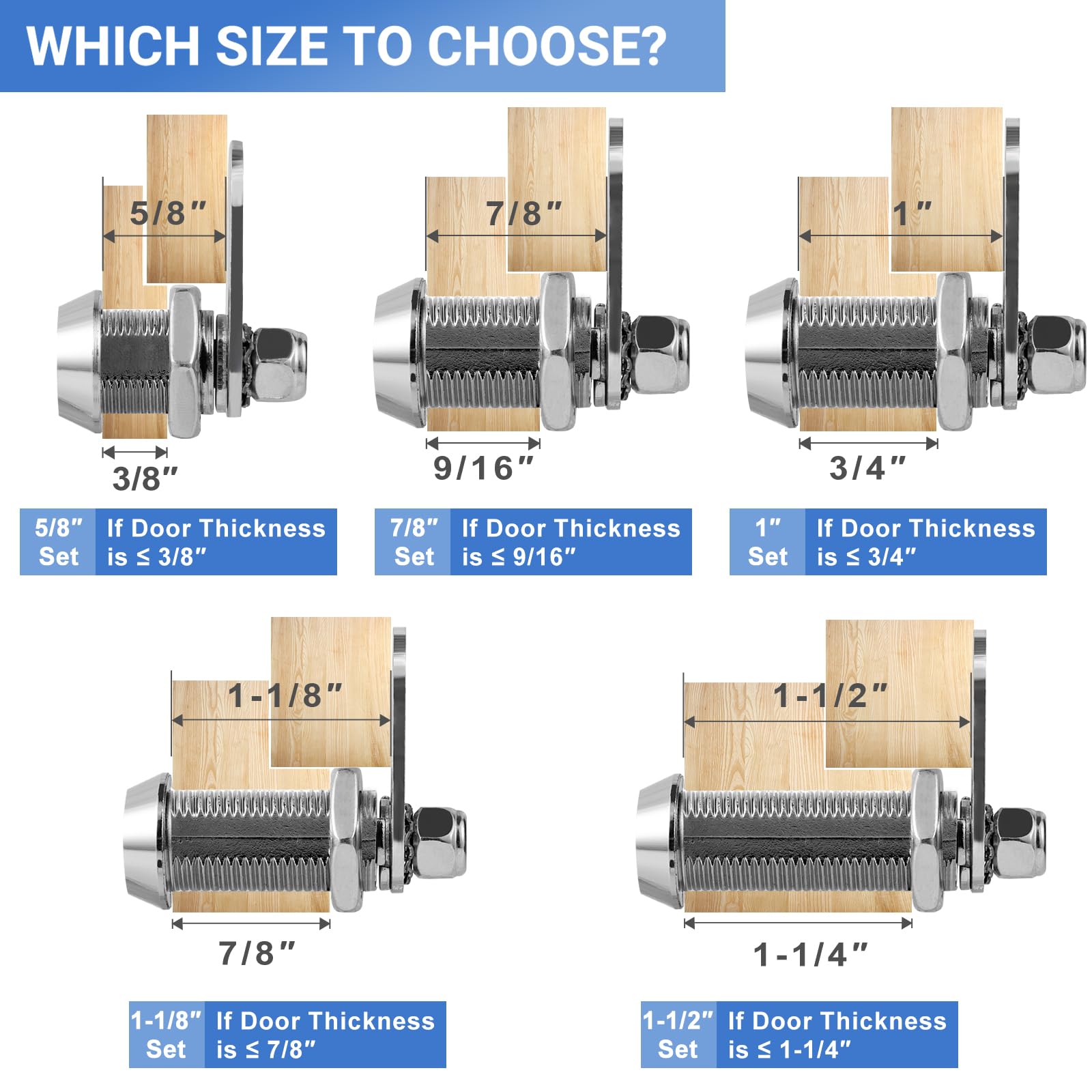 Sissinda Cam Rv Storage Locks Keyed Alike, 1-1/2'' Fits 1-1/4'' Max Door Thickness, Compartment Locks For Camper Trailer Cabinet