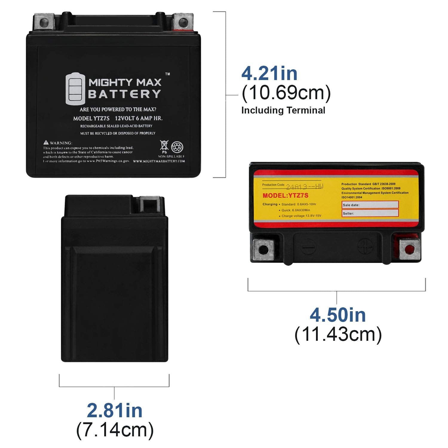 Mighty Max Battery Ytz7S 12V 6Ah Battery For Honda 50 Nps50, S Ruckus 2003-2015