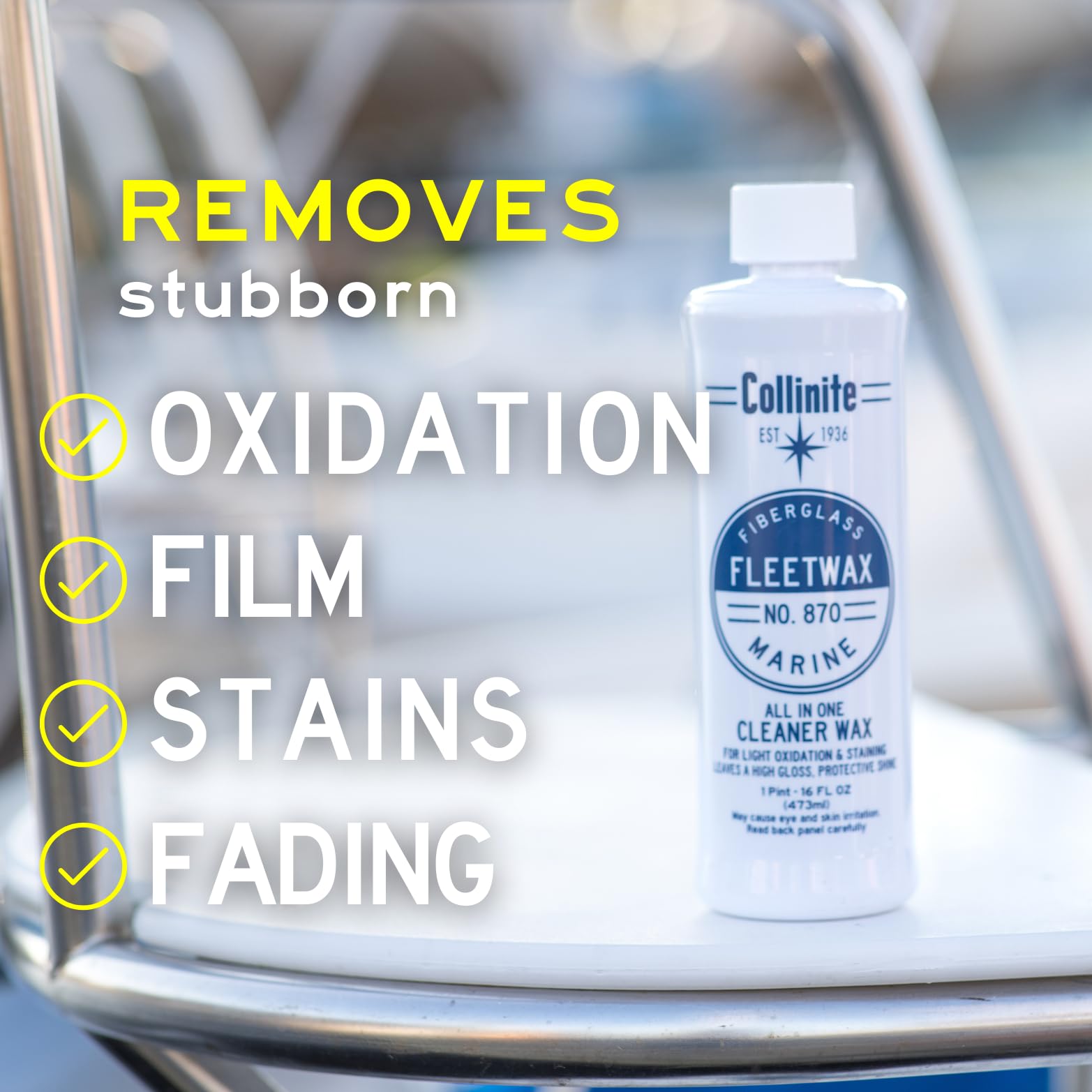 Collinite 870 All-In-One Cleaner Wax For Marine/Rv. Removes Oxidation + Restores Look + Provides High Gloss Shine In One Single