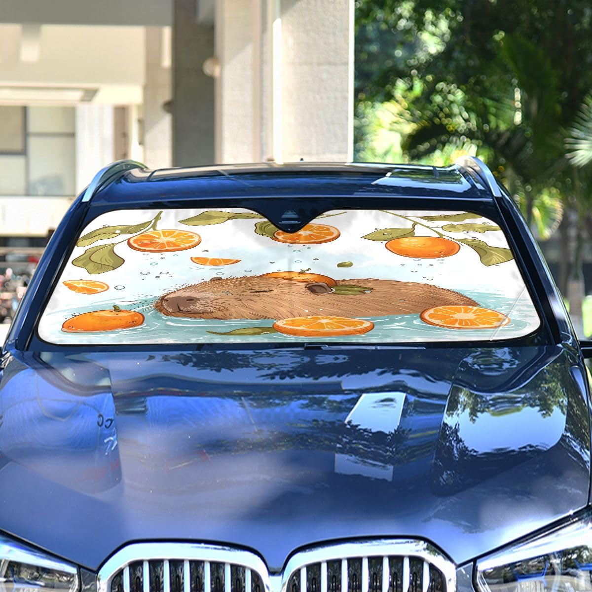 Car Windshield Sunshade Cute Capybara Swimming Pattern, Blocks Sun Visor Protector Foldable Sun Shield Keep Your Vehicle Cool, F