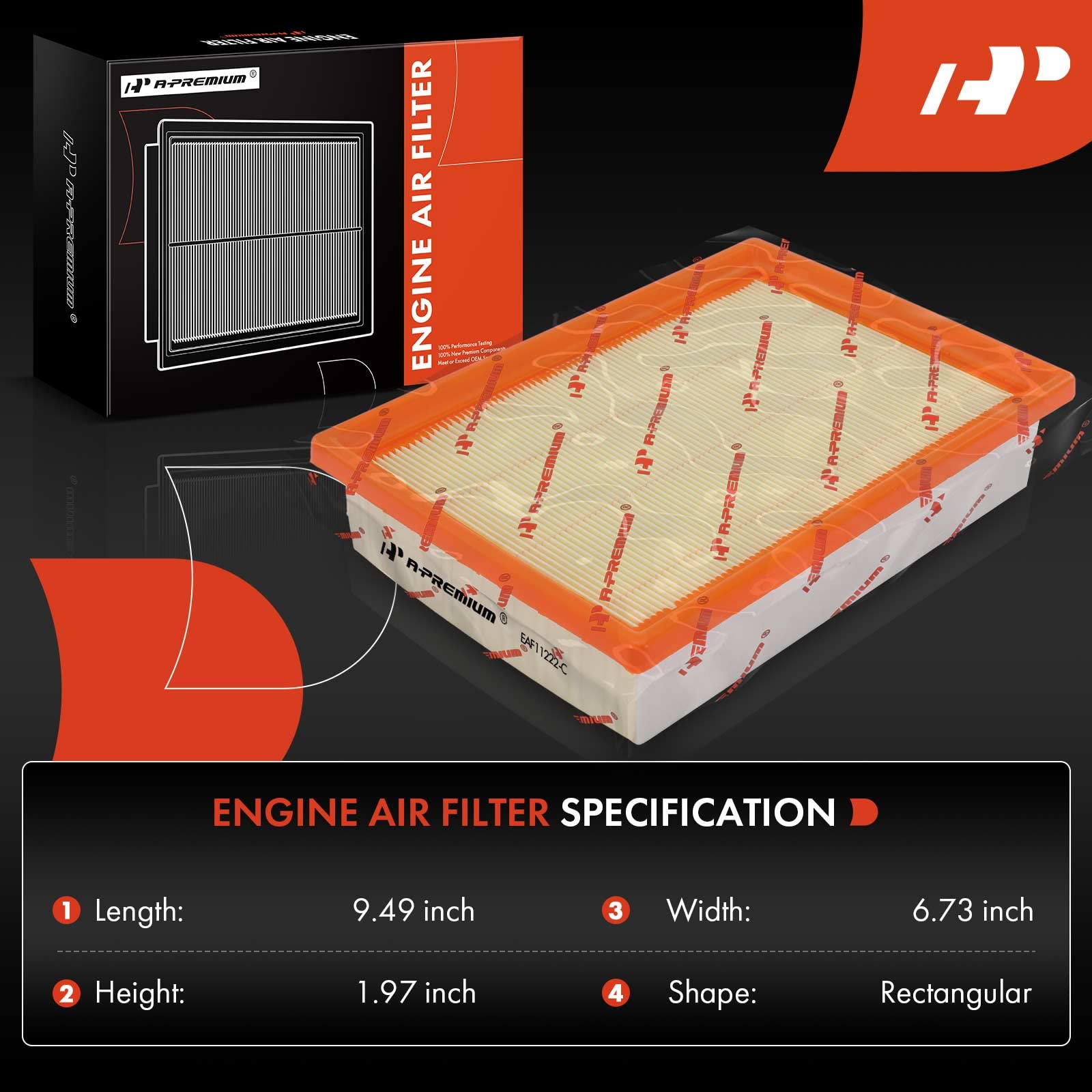 A-Premium Engine Air Filter Compatible With Chevrolet Sonic 2012-2020, 1.4L 1.8L, Flexible Panel, Replace# 96950990